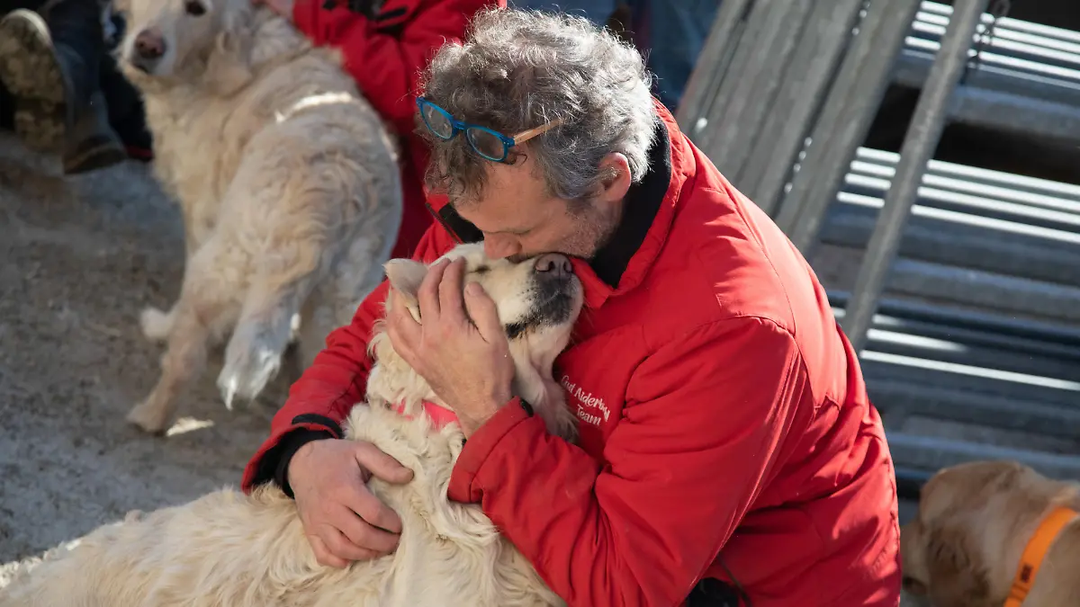 Klaus Spielbüchler mit einem ukrainischen Golden Retriever
