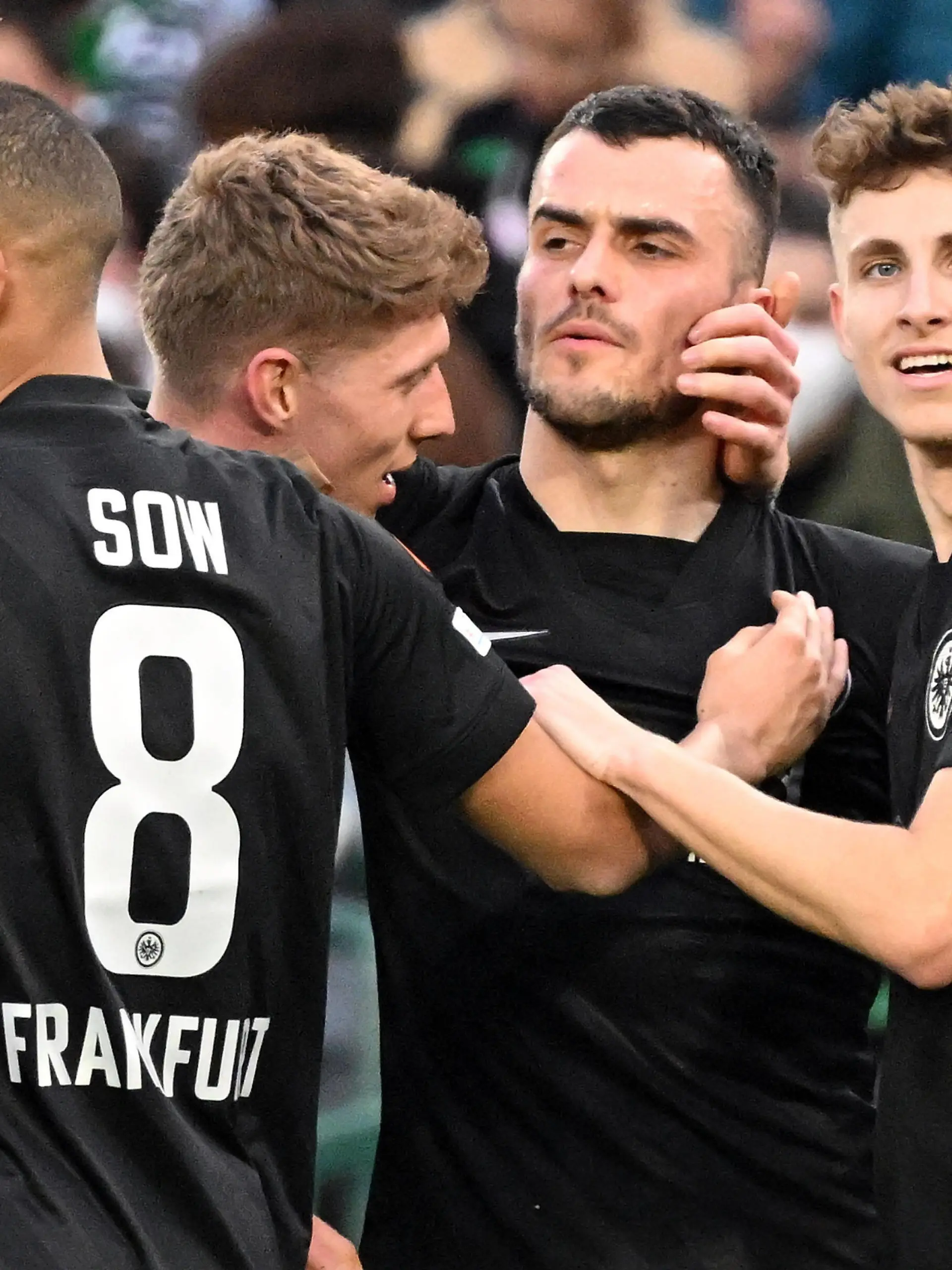 09.03.2022, xjhx, Fussball UEFA Europa League, Real Betis Sevilla - Eintracht Frankfurt emspor, v.l. Torjubel nach dem Tor zum celebrating the goal celebrate 0:1 durch Filip Kostic Eintracht Frankfurt DFL/DFB REGULATIONS PROHIBIT ANY USE OF PHOTOGRAPHS as IMAGE SEQUENCES and/or QUASI-VIDEO Sevilla *** 09 03 2022, xjhx, football UEFA Europa League, Real Betis Sevilla Eintracht Frankfurt emspor, v l goal celebration after the goal celebrating the goal celebrate 0 1 by Filip Kostic Eintracht Frankfurt DFL DFB REGULATIONS PROHIBIT ANY USE OF PHOTOGRAPHS as IMAGE SEQUENCES and or QUASI VIDEO Sevilla