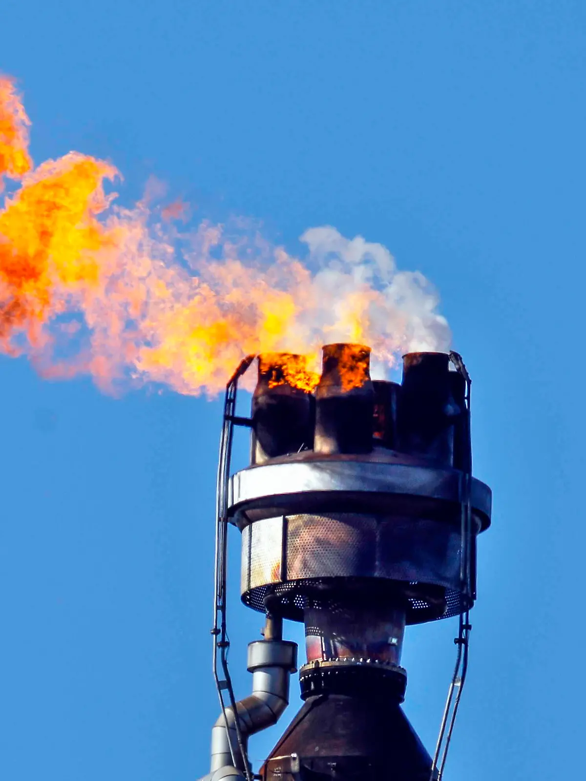  PCK Raffinerie Schwedt Schwedt, 07.03.2022 - Ueberschuessiges Gas aus der Rohoelverarbeitung der PCK-Raffinerie GmbH in Schwedt wird verbrannt. Ueber die Pipeline Freundschaft wird die PCK Raffinerie mit Rohoel aus Russland versorgt. Dem russischen Energiekonzern Rosneft gehoert ein Grossteil der Raffinerie.Aufgrund des Krieges in der Ukraine wird uber ein Verbot der Einfuhr von russischem Rohoel und Gas nachgedacht. Schwedt Brandenburg Deutschland *** PCK Raffinerie Schwedt Schwedt, 07 03 2022 Excess gas from crude oil processing at PCK Raffinerie GmbH in Schwedt is burned The PCK refinery is supplied with crude oil from Russia via the Freundschaft pipeline The Russian energy company Rosneft owns a large part of the refinery Due to the