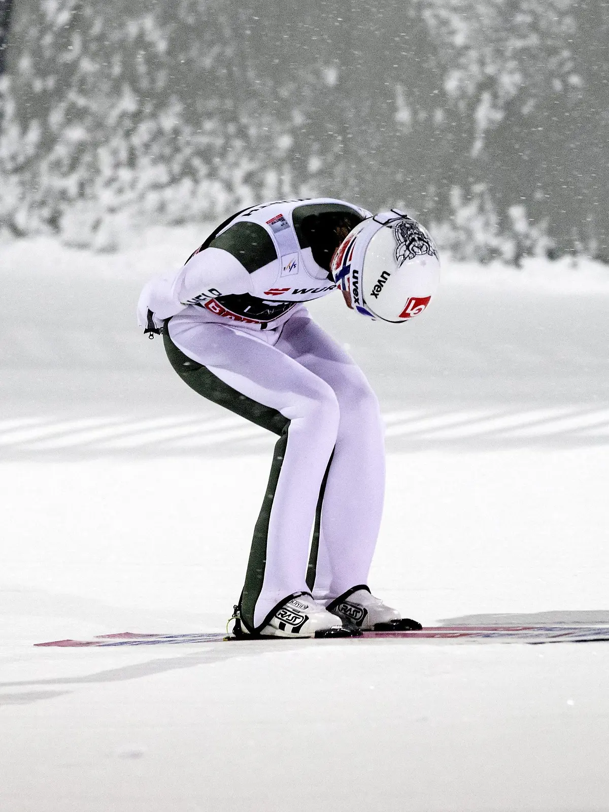 Daniel Andre Tande of Norway reacts during the men's Ski Jumping HS130 event at the FIS Nordic World Cup Lahti Ski Games in Lahti, Finland, on February 25, 2022. LEHTIKUVA / RONI REKOMAA - FINLAND OUT. NO THIRD PARTY SALES.