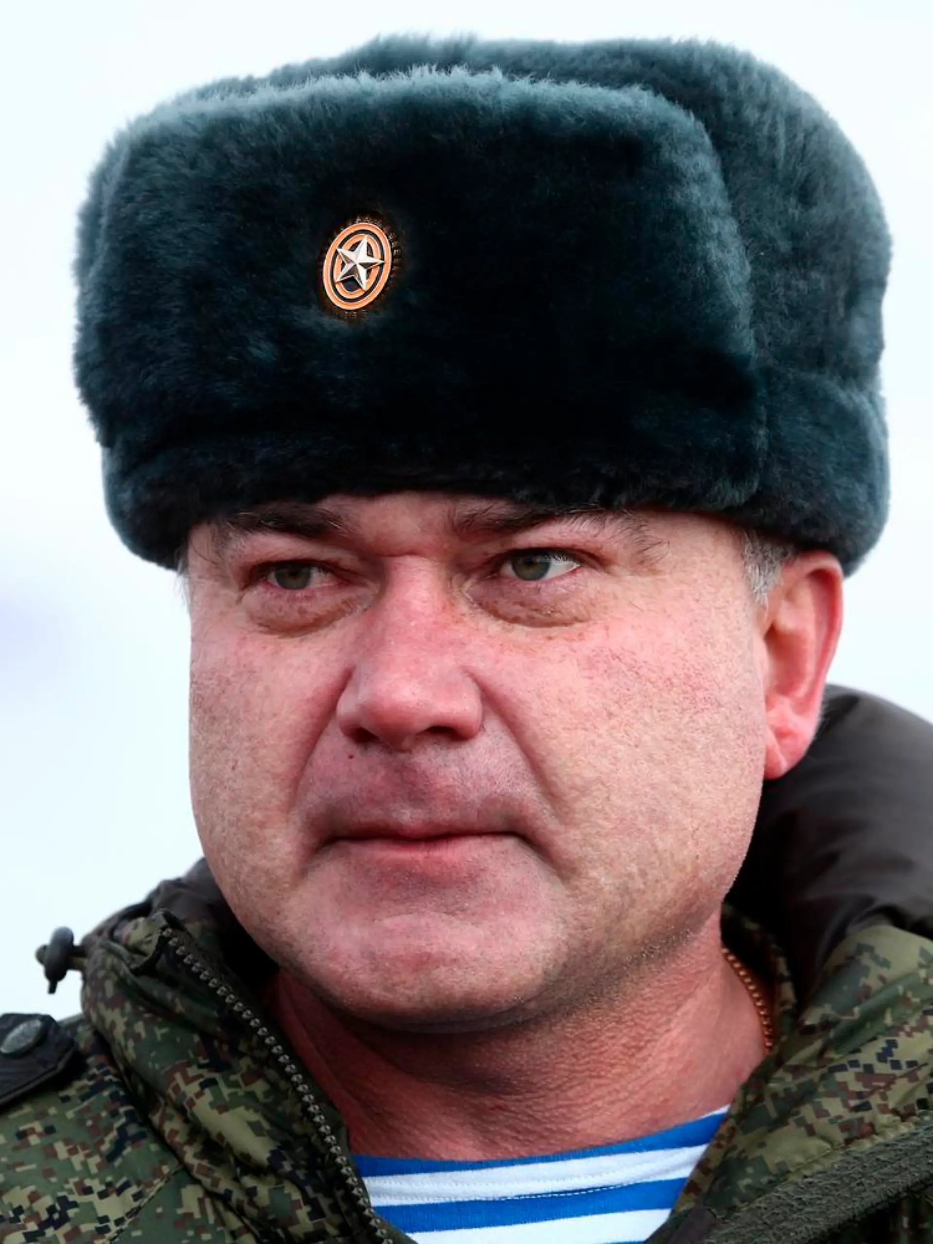 CRIMEA, RUSSIA - MARCH 19, 2021: Major General Andrei Sukhovetsky, commander of the Novorossiysk guards mountain air assault division of the Russian Airborne Troops, takes part in an exercise at Opuk range. Sergei Malgavko/TASS
