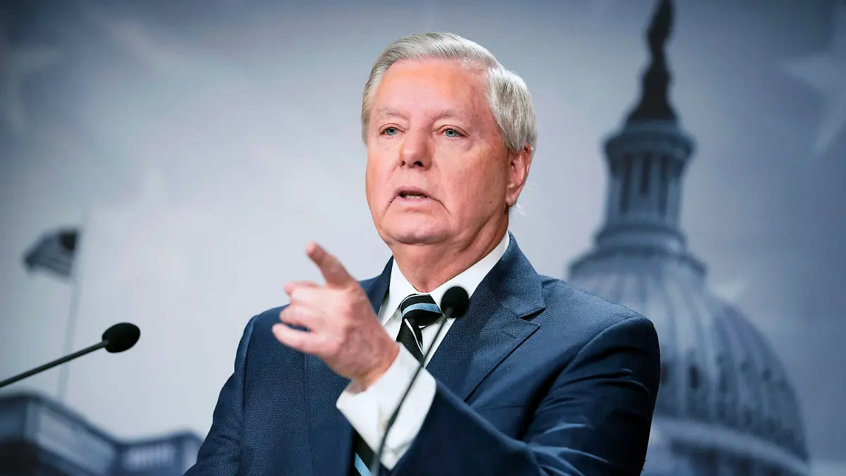 Sen. Lindsey Graham, R-S.C., speaks about a Senate resolution calling for accountability for Russian President Vladimir Putin, Wednesday, March 2, 2022 at the Capitol in Washington. (AP Photo/Mariam Zuhaib)