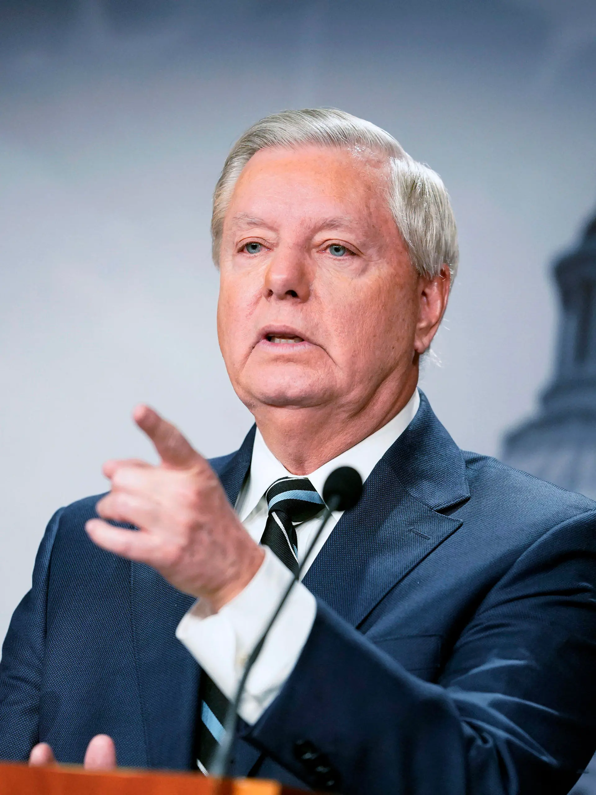Sen. Lindsey Graham, R-S.C., speaks about a Senate resolution calling for accountability for Russian President Vladimir Putin, Wednesday, March 2, 2022 at the Capitol in Washington. (AP Photo/Mariam Zuhaib)