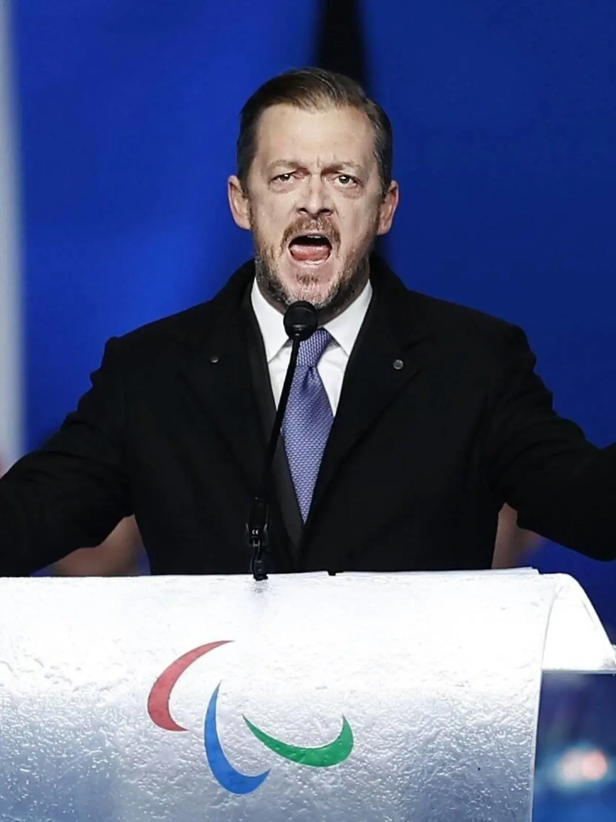 Paralympics, BEIJING 2022, Eröffnungsfeier Beijing Paralympics: Opening Ceremony International Paralympic Committee President Andrew Parsons addresses the opening ceremony of the Beijing Winter Paralympics at the National Stadium in the Chinese capital on March 4, 2022. PUBLICATIONxINxGERxSUIxAUTxHUNxONLY A14AA0001262613P