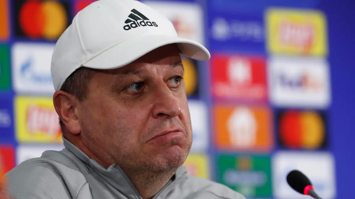  Rueda de prensa del Sheriff Tiraspol antes del partido de Liga de Campeones ante el Real Madrid. En la imagen, Yuriy Vernydub. press conference, PK, Pressekonferenz of Sheriff Tiraspo before the Champions League match against Real Madrid. In this picture, Yuriy Vernydub. PUBLICATIONxNOTxINxESP
