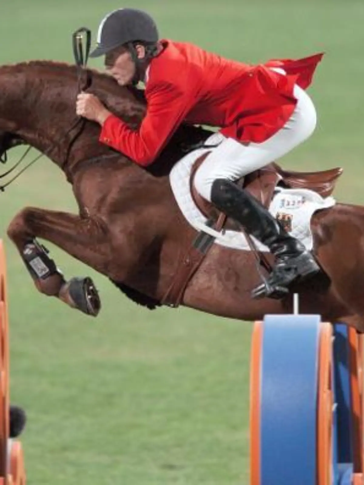 Ludger Beerbaum from Germany on his mount Goldfever clears an obstacle during the Mixed Individual Jumping Final of the Athens 2004 Olympic Games at Markopoulo Equestrian Center, Friday 27 August, 2004. epa/dpa Peter Kneffel