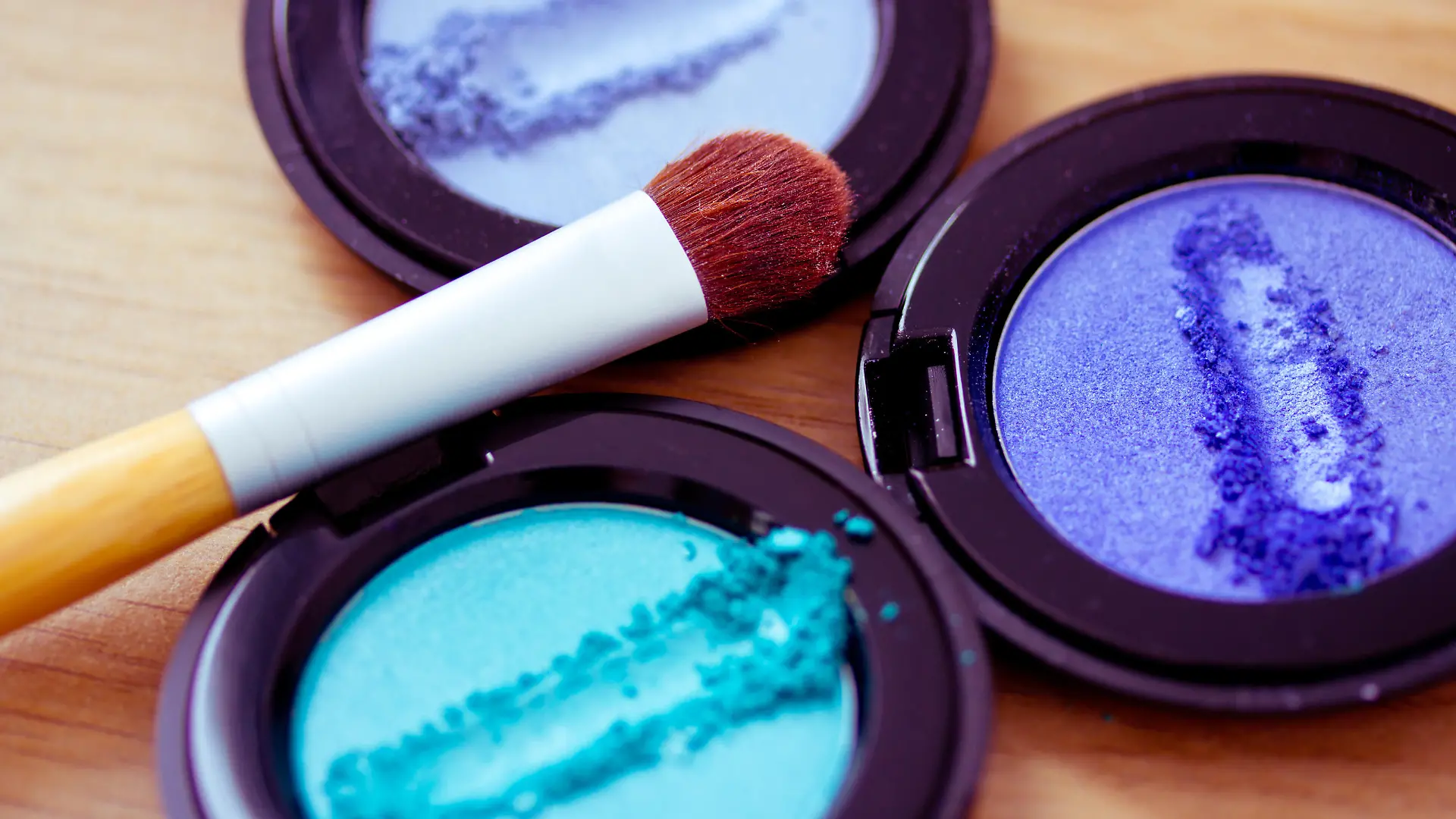 blue eyeshadow and brush, cosmetics series