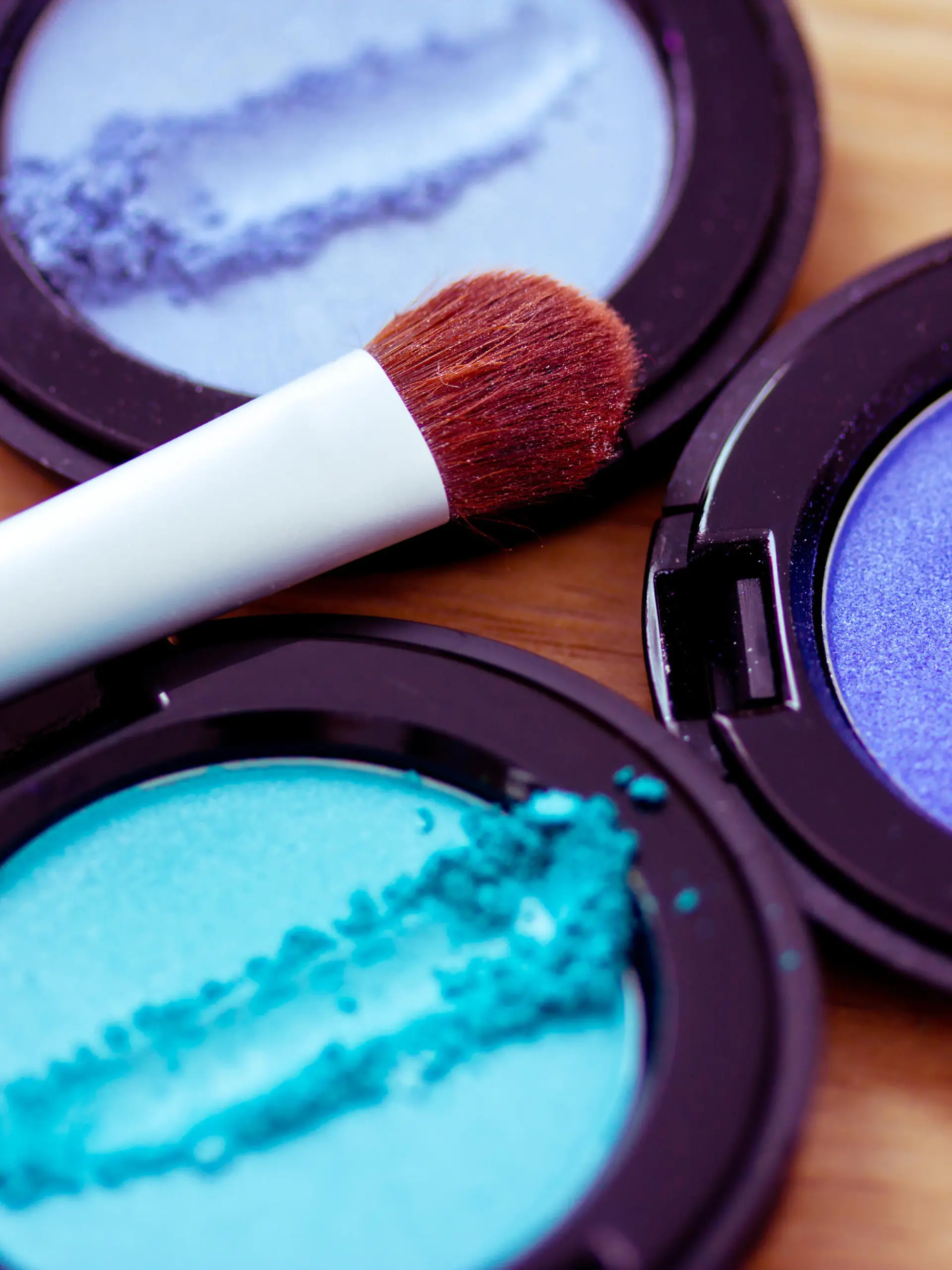 blue eyeshadow and brush, cosmetics series