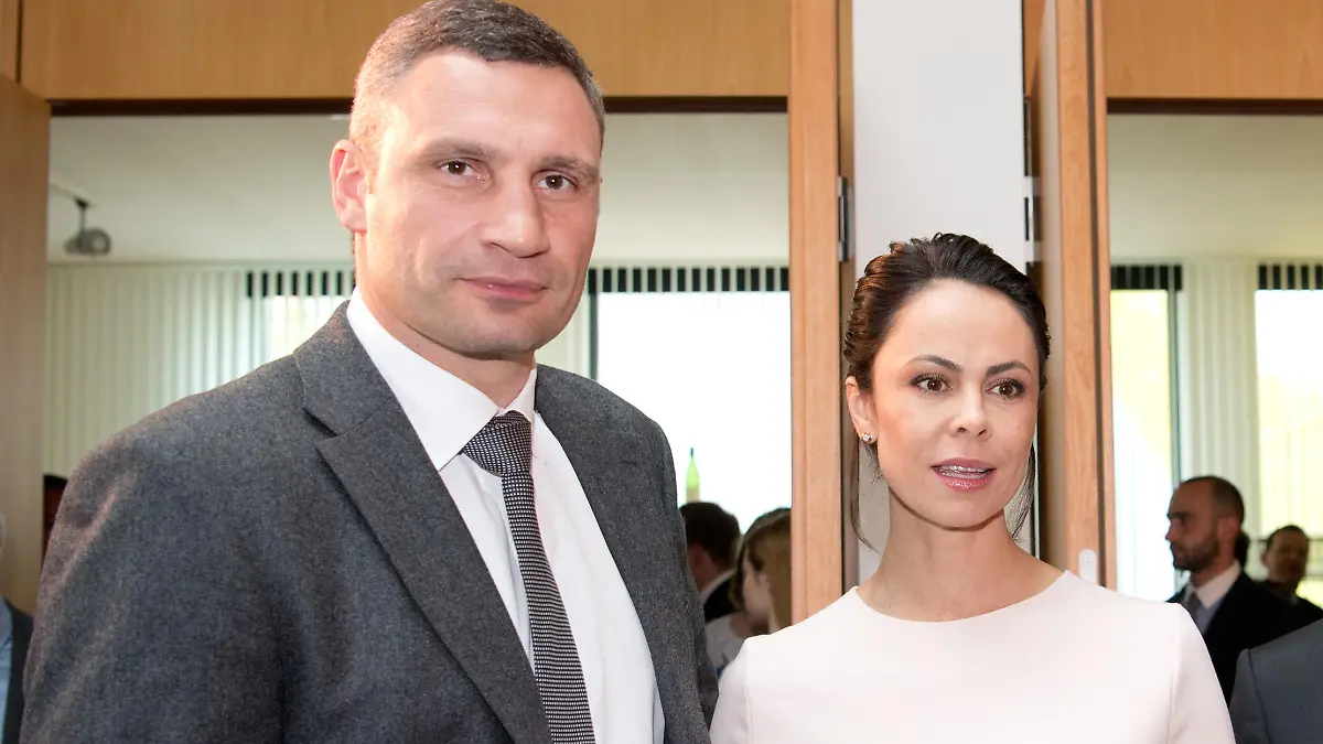 The mayor of Kiev and former boxer Vitali Klitschko and his wife Natalia with German Ambassador Ernst Reichel at a reception for the Eurovision Song Contest (ESC) at the German Embassy in Kiev, Ukraine, 11 May 2017. The Ukrainian capital of Jiev hosts this year the 62th edition of the Eurovision Song Contest (ESC). The finals will take place on 13 May. Photo: Julian Stratenschulte/dpa
