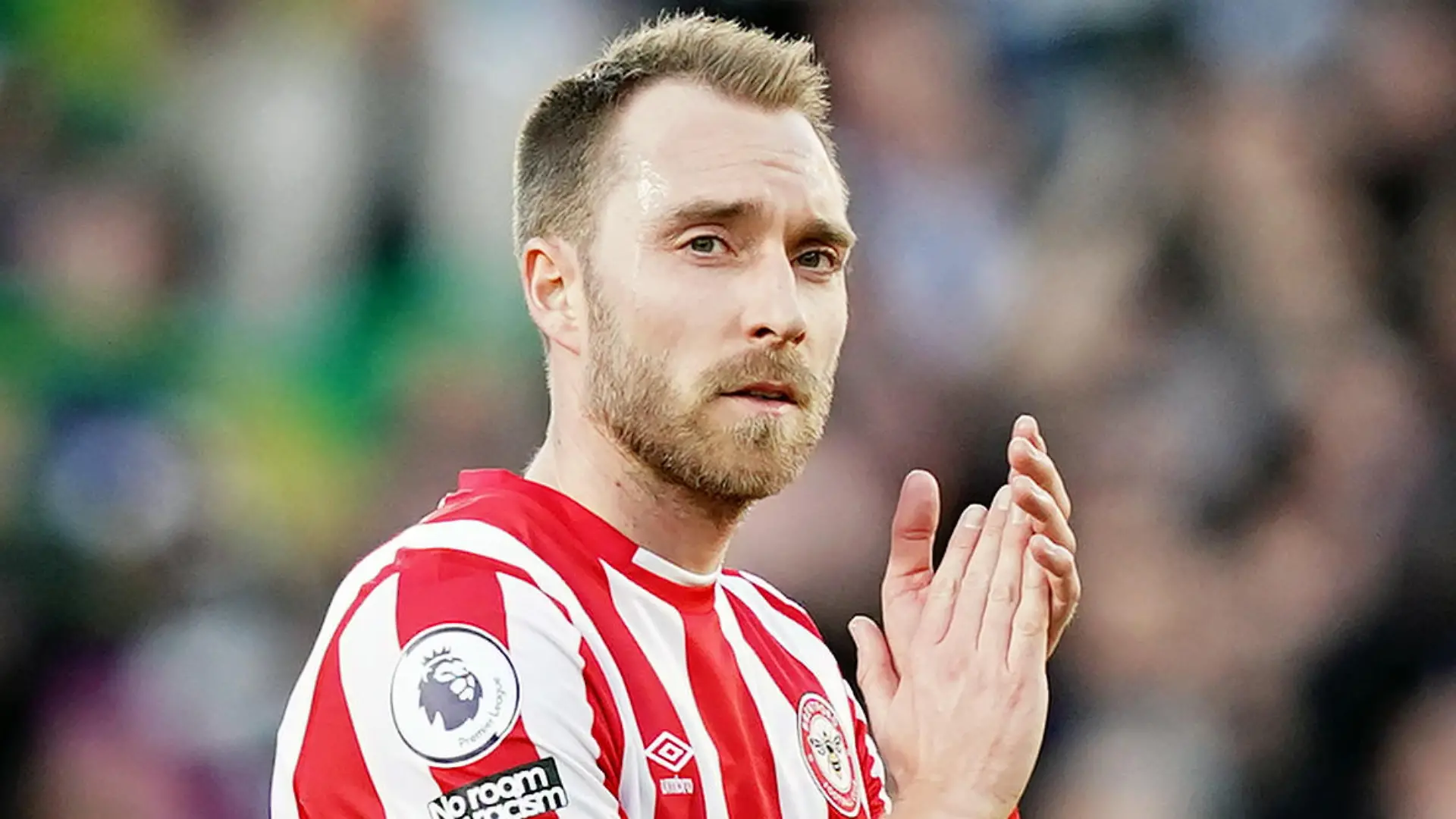 Brentford v Newcastle United - Premier League - Brentford Community Stadium. Brentford's Christian Eriksen applauds the fans after the final whistle of the Premier League match at the Brentford Community Stadium, London. Picture date: Saturday February 26, 2022. See PA story SOCCER Brentford. Photo credit should read: Aaron Chown/PA Wire. RESTRICTIONS: EDITORIAL USE ONLY No use with unauthorised audio, video, data, fixture lists, club/league logos or "live" services. Online in-match use limited to 120 images, no video emulation. No use in betting, games or single club/league/player publications. URN:65550510