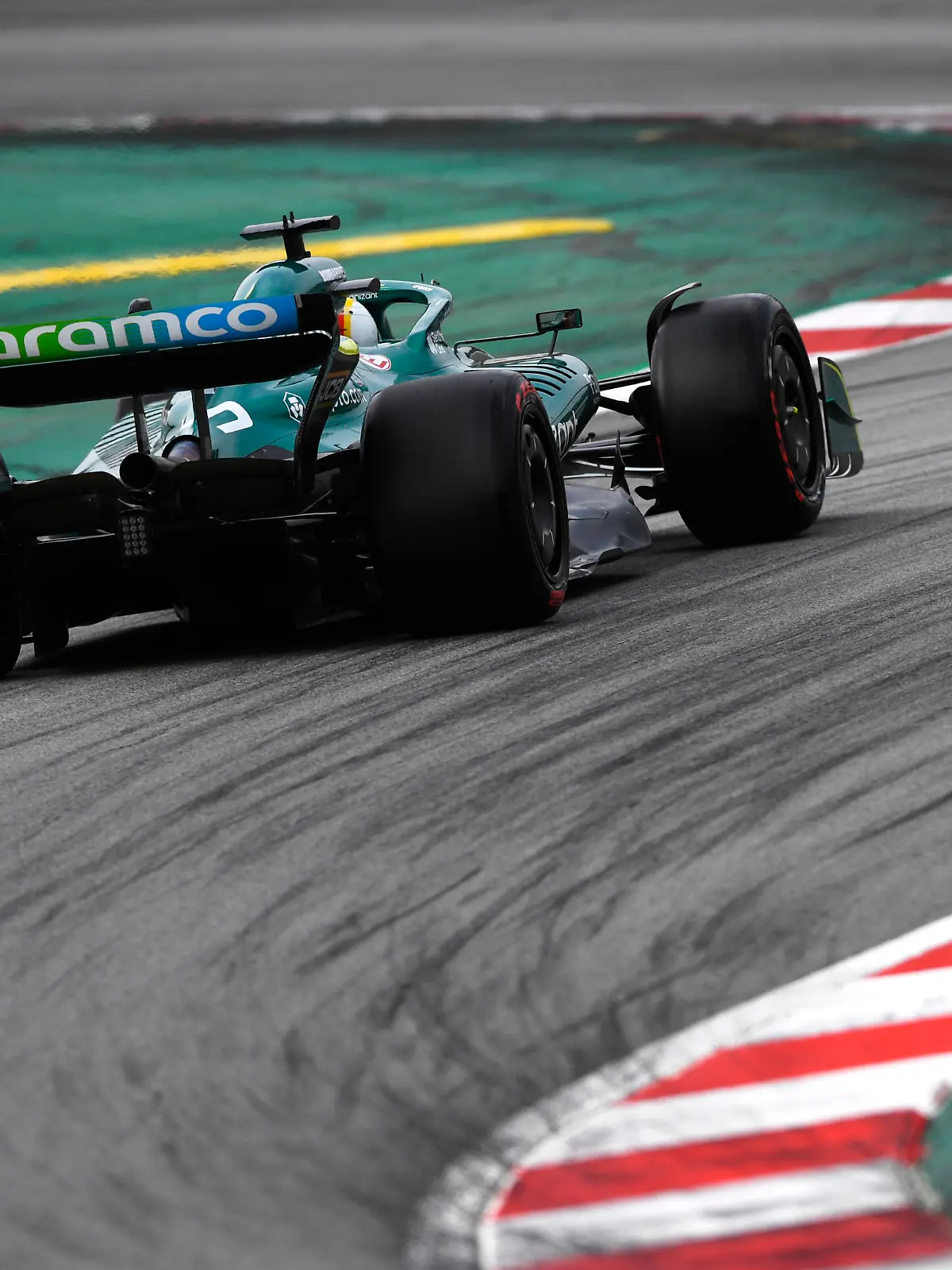 BARCELONA, SPAIN - FEBRUARY 25: Sebastian Vettel of Germany driving the (5) Aston Martin AMR22 Mercedes on track during Day Three of F1 Testing at Circuit de Barcelona-Catalunya on February 25, 2022 in Barcelona, Spain. (Photo by Rudy Carezzevoli/Getty Images)
