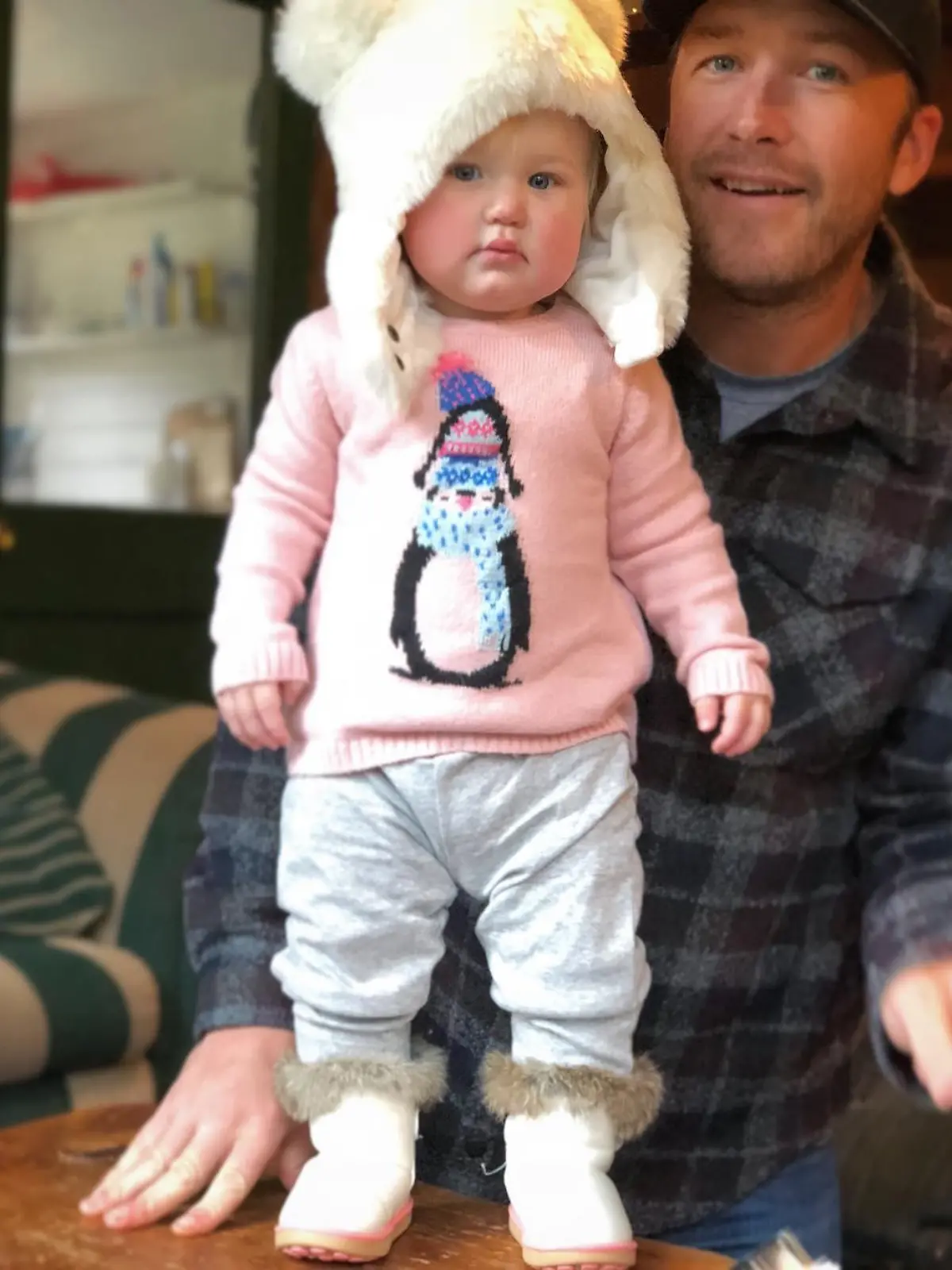 Bode MIller mit seiner kleinen Tochter Emmy.