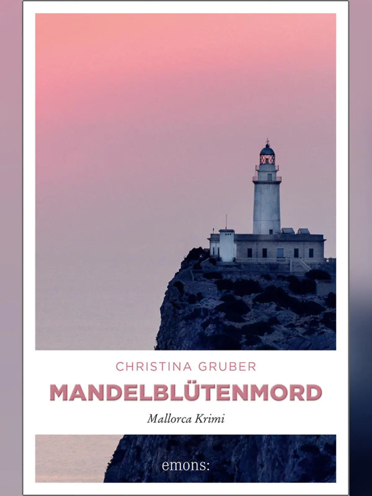 Autor: Christina Gruber
Titel: Mandelblütenmord
Reihe: Mallorca Krimi, Region: Spanien
ET:  März 2018
ISBN 978-3-7408-0289-9
ebook: 978-2-96041-334-9