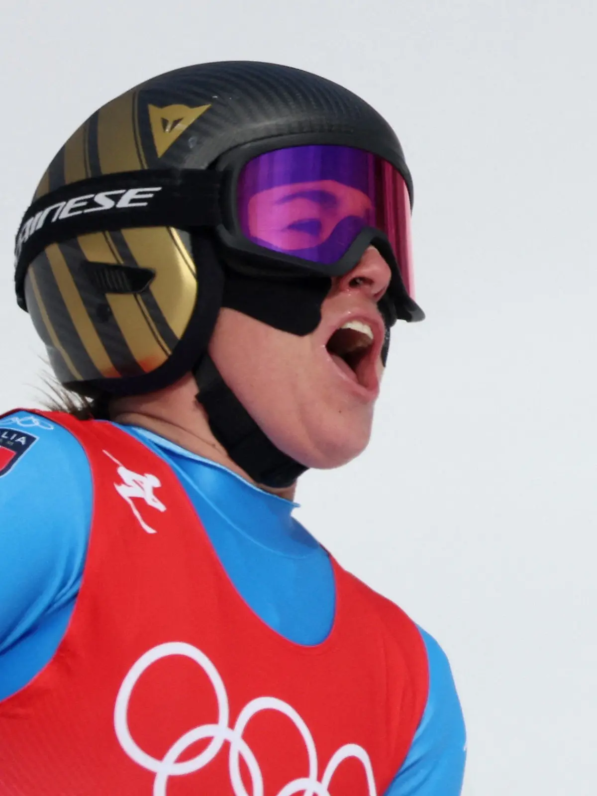 2022 Beijing Olympics - Alpine Skiing - Women's Downhill - National Alpine Skiing Centre, Yanqing district, Beijing, China - February 15, 2022.  Sofia Goggia of Italy reacts after her run. REUTERS/Jorge Silva