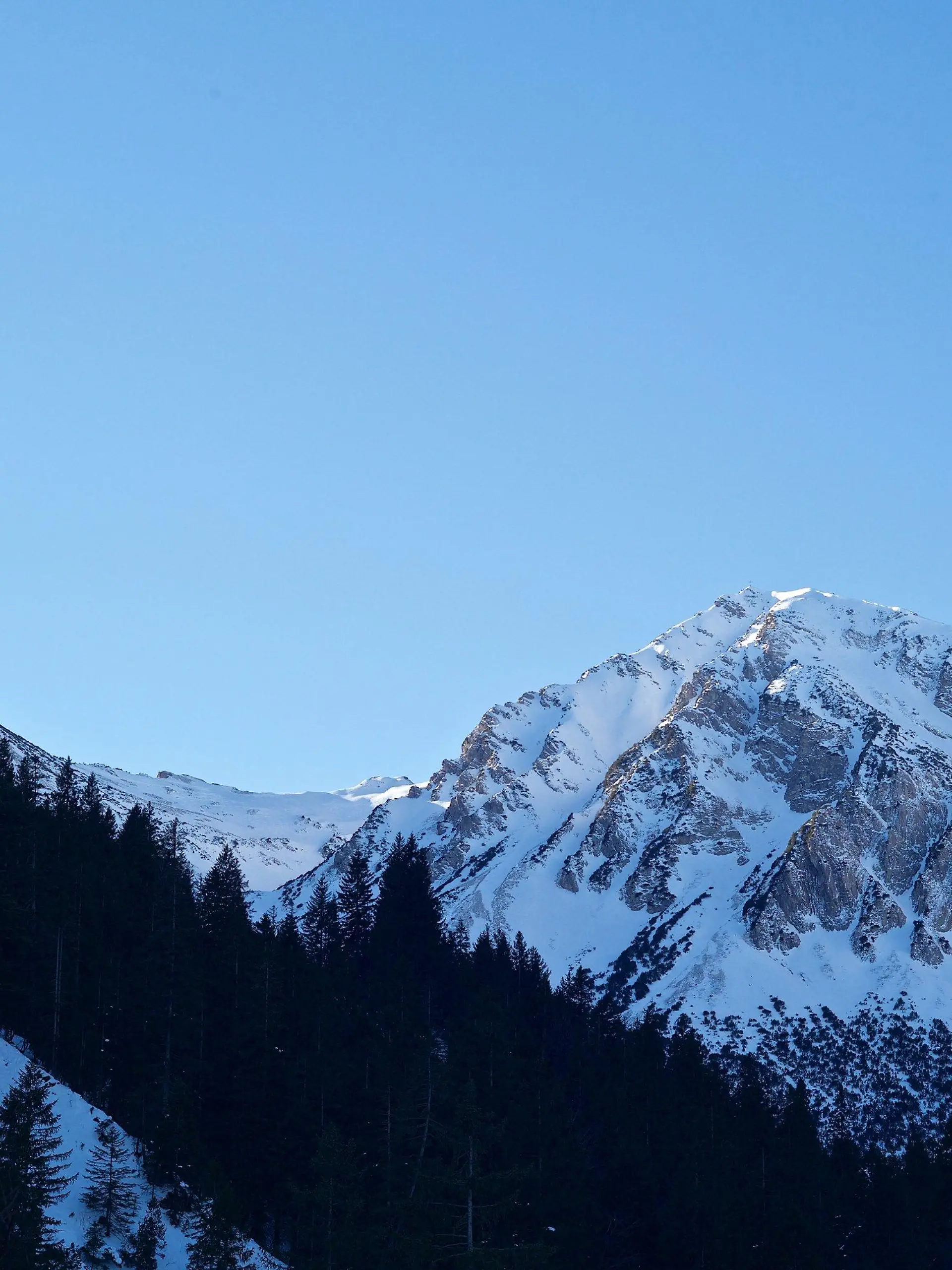 18.01.2022, Österreich, Schattwald: Der Gipfel des Bscheißer in den Allgäuer Alpen. (zu dpa: " Zensierte Berge: Vom Scheißer zum Bschießer") Foto: Carsten Hoefer/dpa +++ dpa-Bildfunk +++