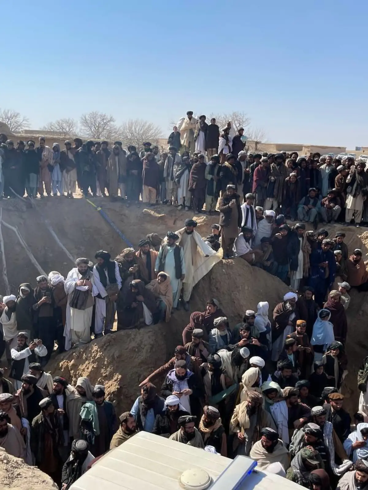 ZABUL, AFGHANISTAN - FEBRUARY 18: A view of rescue operation to save a boy trapped in a well for days in Zabul, Afghanistan on February 18, 2022. A seven-year-old Afghan boy who was trapped in a well for three days in Zabul province in the south of the country has died despite efforts to rescue him, a senior Taliban leader said on Friday. Murteza Khaliqi / Anadolu Agency