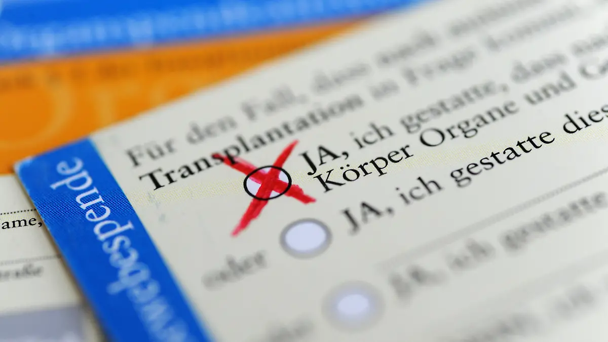 ARCHIV - 04.04.2019, Bayern, München: ILLUSTRATION - Die Rückseite eines ausgefüllten Organspendeausweises. Das Zustimmungsfeld ist angekreuzt. (zu dpa "Nur jeder Zweite hält Organspendesystem für gerecht") Foto: Marie Reichenbach/dpa +++ dpa-Bildfunk +++