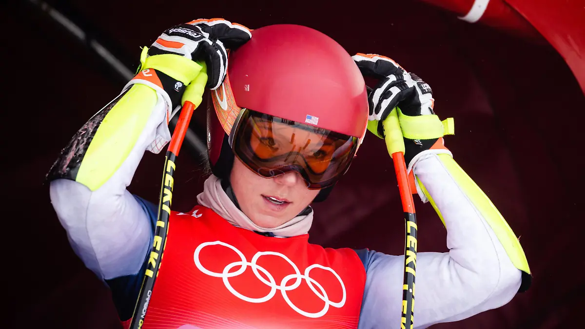 OLYMPICS - Winter Olympic Games, Olympische Spiele, Olympia, OS Beijing 2022 YANQING,CHINA,12.FEB.22 - OLYMPICS, ALPINE SKIING - Winter Olympic Games Beijing 2022, downhill training, ladies. Image shows Mikaela Shiffrin USA. PUBLICATIONxNOTxINxAUTxSUIxSWE GEPAxpictures/xDanielxGoetzhaber