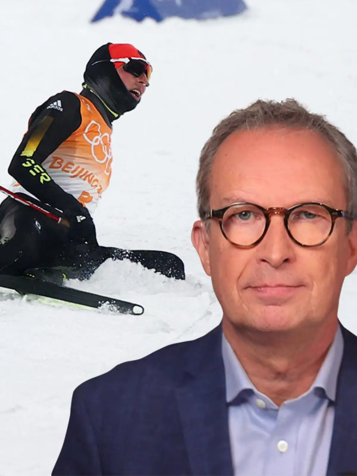 Dr. Christoph Specht im Vordergrund, im Hintergrund ist Olympia-Star Eric Frenzel zu sehen.