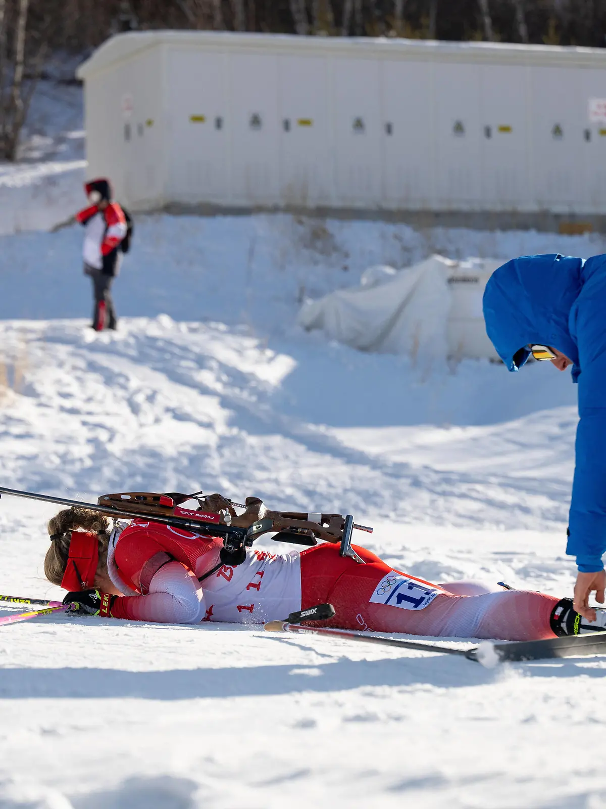  220216 Irene Cadurisch of Switzerland lies on the corse in women s biathlon 4 x 6 km relay during day 12 of the 2022 Winter Olympics on February 16, 2022 in Zhangjiakou. Photo: Mathias Bergeld / BILDBYRAN / kod MB / MB0341 skidskytte biathlon skiskyting Olympic Games, Olympische Spiele, Olympia, OS olympics winter olympics os ol olympiska spel vinter-os olympiske leker peking peking 2022 beijing 2022 beijing 2022 olympic games beijing 2022 winter olympic games peking-os beijing-ol vinter-ol 12 bbeng women kvinner dam relay stafett depp skada *** 220216 Irene Cadurisch of Switzerland lies on the corse in women s biathlon 4 x 6 km relay during day 12 of the 2022 Winter Olympics on February 16, 2022 in Zhangjiakou Photo Mathias Bergeld BILDBYRAN code MB MB0341 biathlon biathlon biathlon olympic games olympics winter olympics os ol olympics winter os olympics peking peking Beijing 2022 beijing 2022 beijing 2022 olympic games beijing 2022 winter olympic games beijing os beijing ol winter ol 12 bbeng women women women relay relay depp injury, PUBLICATIONxNOTxINxSWExNORxAUT Copyright: MATHIASxBERGELD BB220216MB010 
