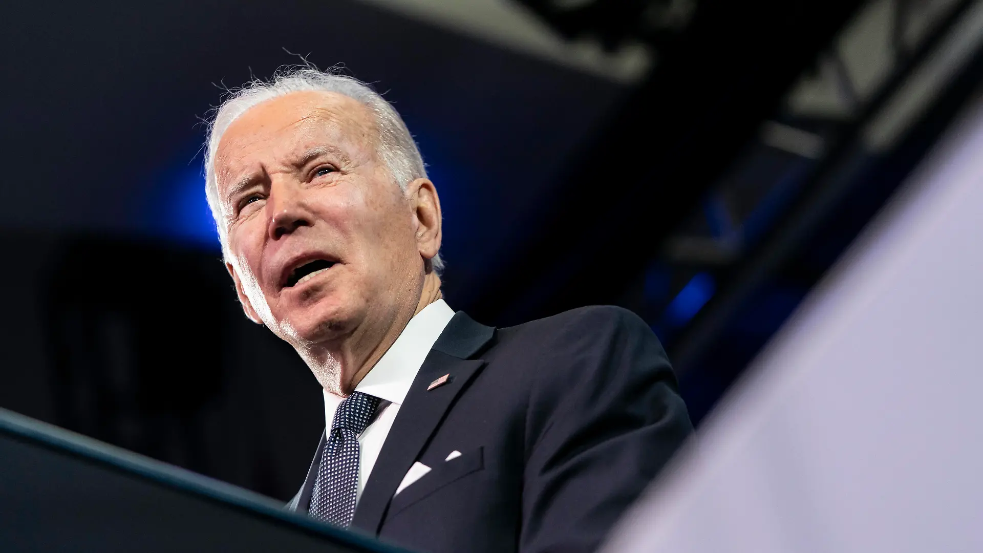 February 15, 2022, Washington, District of Columbia, USA: U.S. President Joe Biden speaks during the National Association of Counties Legislative Conference in Washington, D.C., U.S., on Tuesday, Feb. 15, 2022. Biden is highlighting partnership between counties and the federal government through the American Rescue Plan and the Bipartisan Infrastructure Law. Photographer: Joshua Roberts/Bloomberg Washington USA - ZUMAs152 20220215_zaa_s152_061 Copyright: xJoshuaxRobertsx-xPoolxviaxCNPx