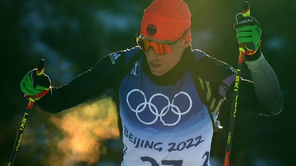 China Olympics 2022 Biathlon Men 8108064 08.02.2022 Germany s Erik Lesser competes in the biathlon men s 20 km individual competition during the Beijing 2022 Winter Olympic Games, Olympische Spiele, Olympia, OS at National Biathlon Centre in Zhangjiakou, China. Pavel Bednyakov / Sputnik Zhangjiakou China PUBLICATIONxINxGERxSUIxAUTxONLY Copyright: xPavelxBednyakovx