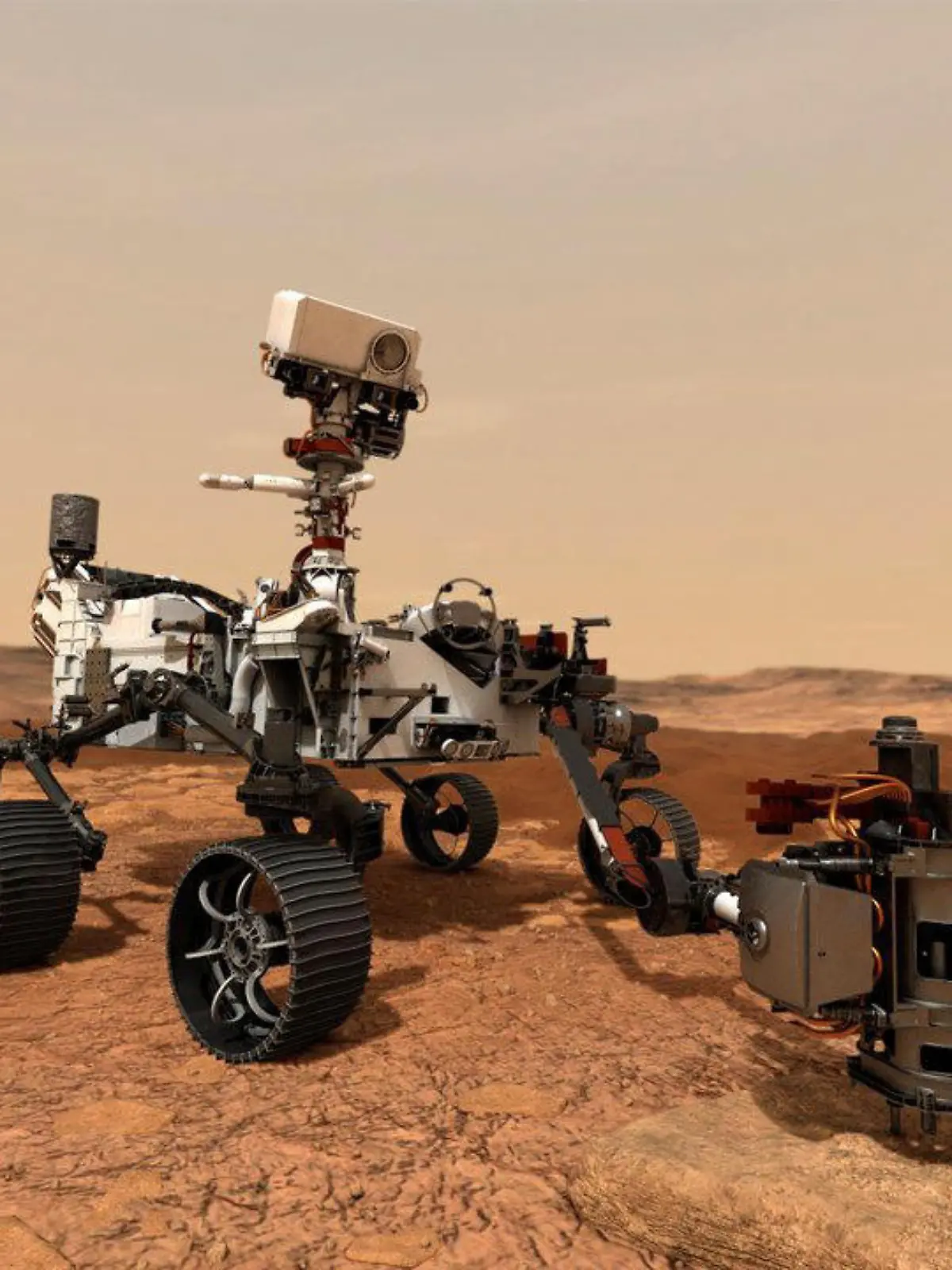 Perseverance rover uses its drill to collect a rock sample on Mars in this undated artistic conceptual illustration handout. NASA/JPL-Caltech/Handout via REUTERS    ATTENTION EDITORS - THIS IMAGE HAS BEEN SUPPLIED BY A THIRD PARTY. MANDATORY CREDIT