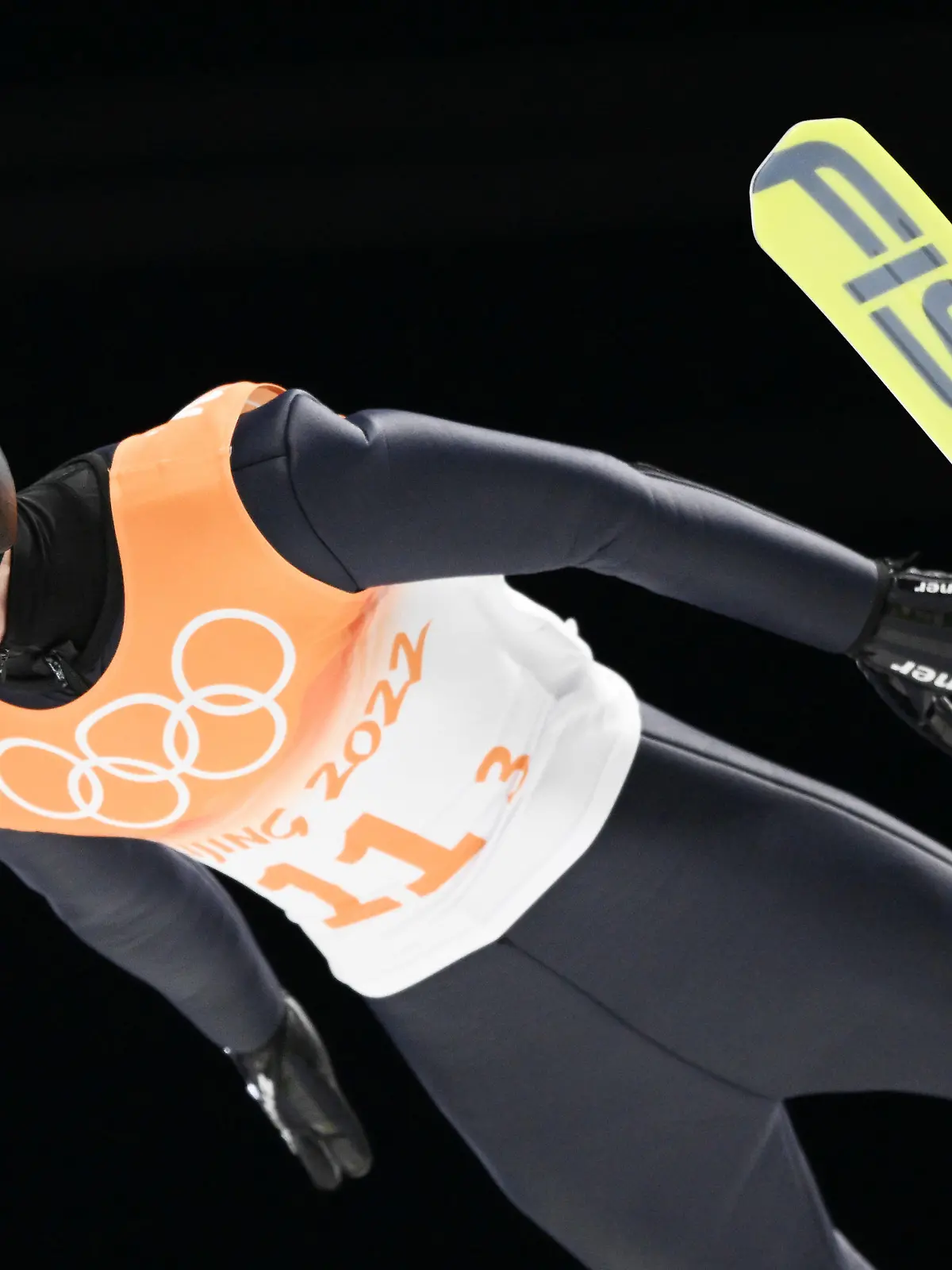 14.02.2022, China, Zhangjiakou: Olympia, Skispringen, Team, Probedurchgang im Nationalen Skisprungzentrum, Markus Eisenbichler aus Deutschland in Aktion. Foto: Hendrik Schmidt/dpa-Zentralbild/dpa +++ dpa-Bildfunk +++