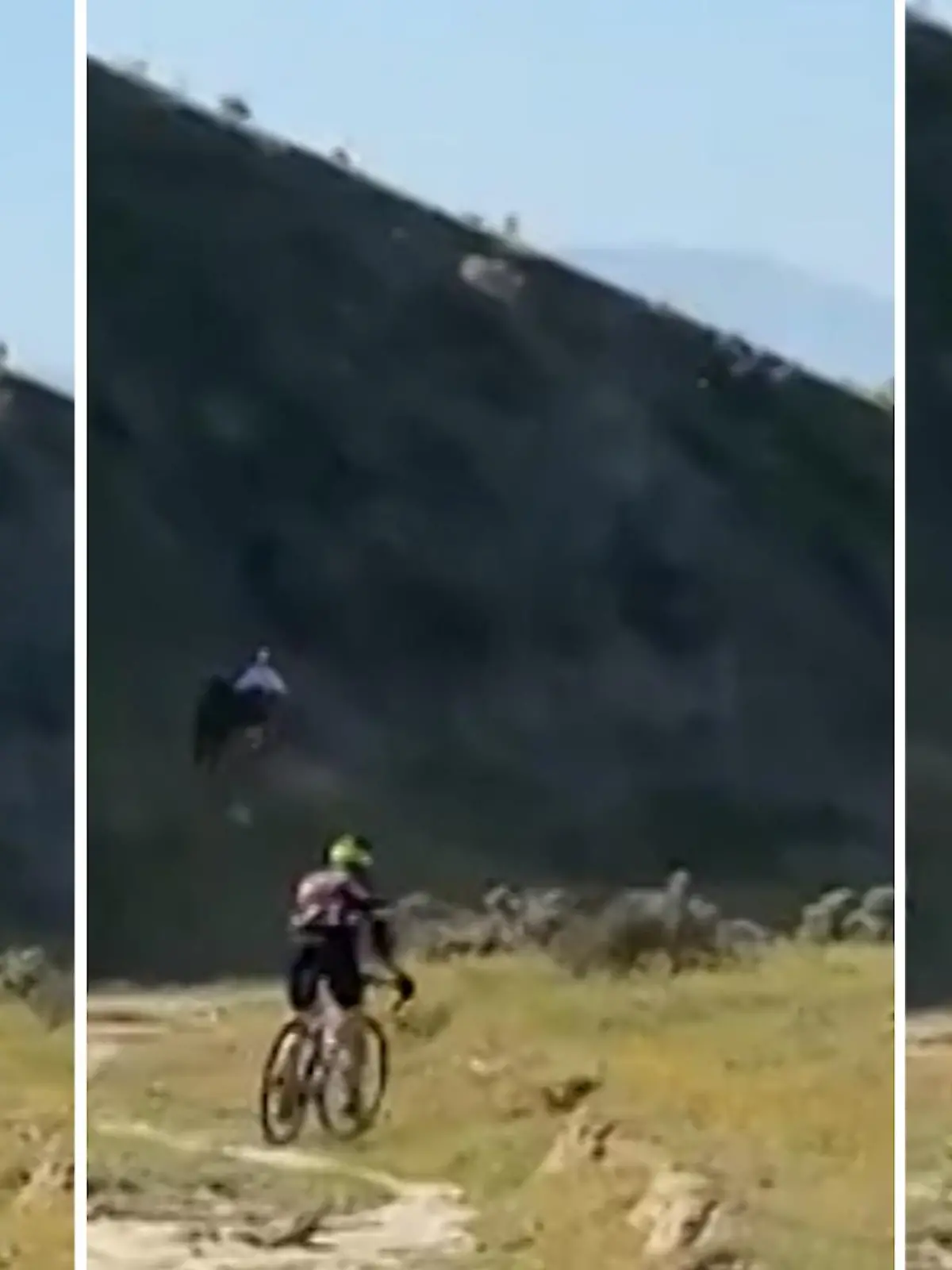 Mensch und Natur – nicht immer verstehen sie sich. Diesem Stier ist der Mountainbiker wohl zu nah gekommen, was er davon hält, zeigt er ihm sofort. Dass es beim Rock Cobbler-Rennen in Kalifornien zu Stürzen kommen kann, war schon immer sehr wahrscheinlich. In den allermeisten Fällen war es aber der Zweibeiner auf seinen zwei Rädern, der daran schuld war – und nicht ein wütender Stier.
