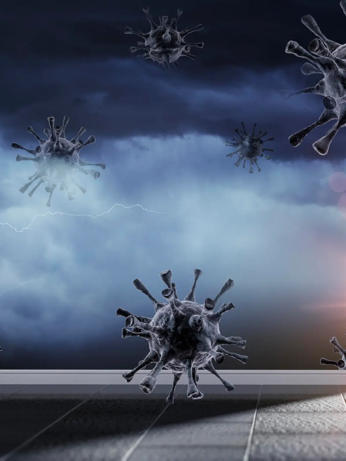 Open Door To New Normality - Exit From Stormy Room With Coronavirus