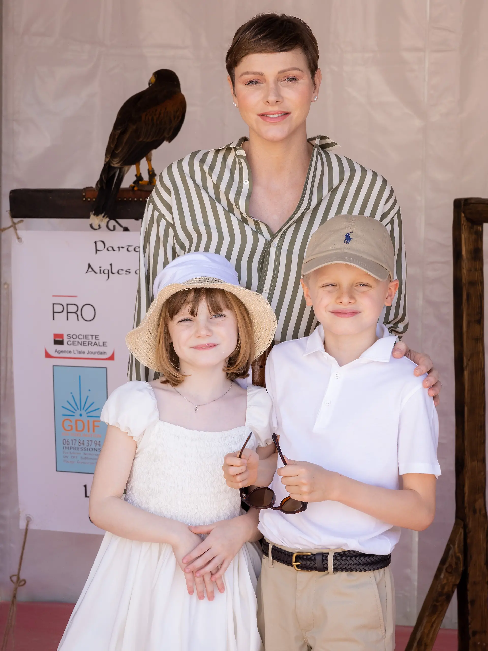 POSITIVE CONTEXT ONLY -  NO TABLOID - TT.SS.HH. Prince Albert II and Princess Charlene of Monaco with Their Children Prince Jacques and Princess Gabriella, H.R.H. Princess Caroline of Hanover, H.S.H. Princess Stephanie of Monaco and Gareth Wittstock attend the 4th ?Rencontres des Sites historiques Grimaldi de Monaco? (Meeting of the historical sites of the Grimaldi of Monaco) on the Palace square. This year the invited regions are Alpes-Maritimes, Deux-Sevres, Haute-Corse, Haut-Rhin, Lot-et-Garonne and Pyrenees-Orientales. Each Mayor attending the event received a trophy from the hands of Prince Albert II of Monaco. For two days, the invited Sites have the opportunity to present to all visitors the history that links them to Monaco, but also to promote their region and their heritage, in particular thanks to the craftsmen present on site.