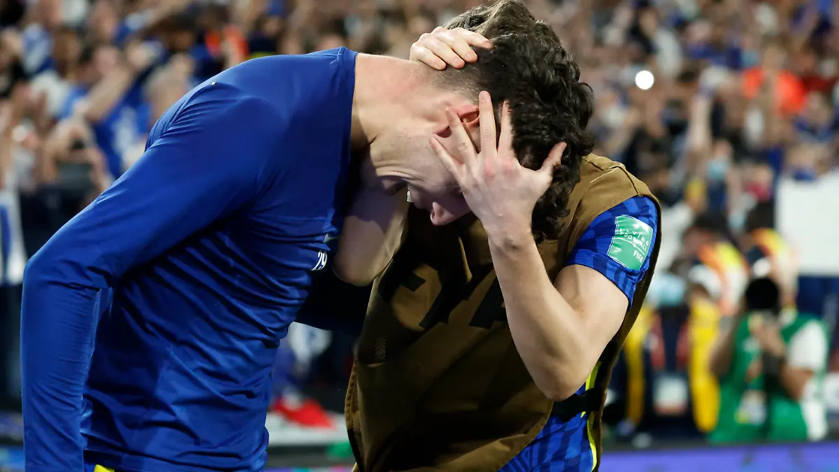 Soccer Football - Club World Cup - Final - Chelsea v Palmeiras - Mohammed Bin Zayed Stadium, Abu Dhabi, United Arab Emirates - February 12, 2022 Chelsea's Kai Havertz celebrates scoring their second goal REUTERS/Suhaib Salem