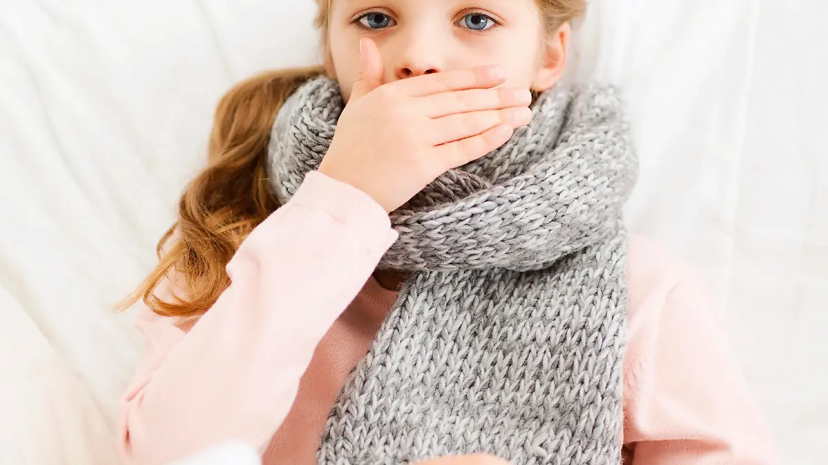 healthcare and medicine concept - ill girl with flu at home