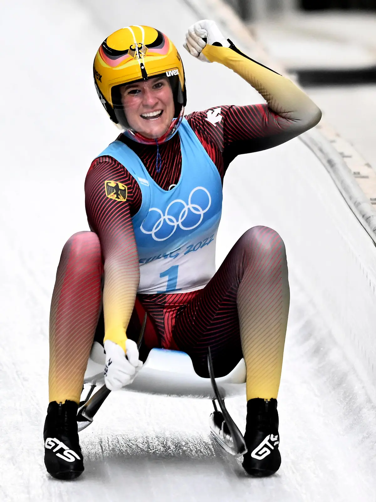 GEISENBERGER Natalie Team GER Olympiasiegerin Rodeln der Frauen am Dienstag den 08.02.2022 in Yanqing Olympische Winterspiele 2022 in Peking/ China *** GEISENBERGER Natalie Team GER Olympic Champion Womens Luge on Tuesday 08 02 2022 in Yanqing Olympic Winter Games 2022 in Beijing China