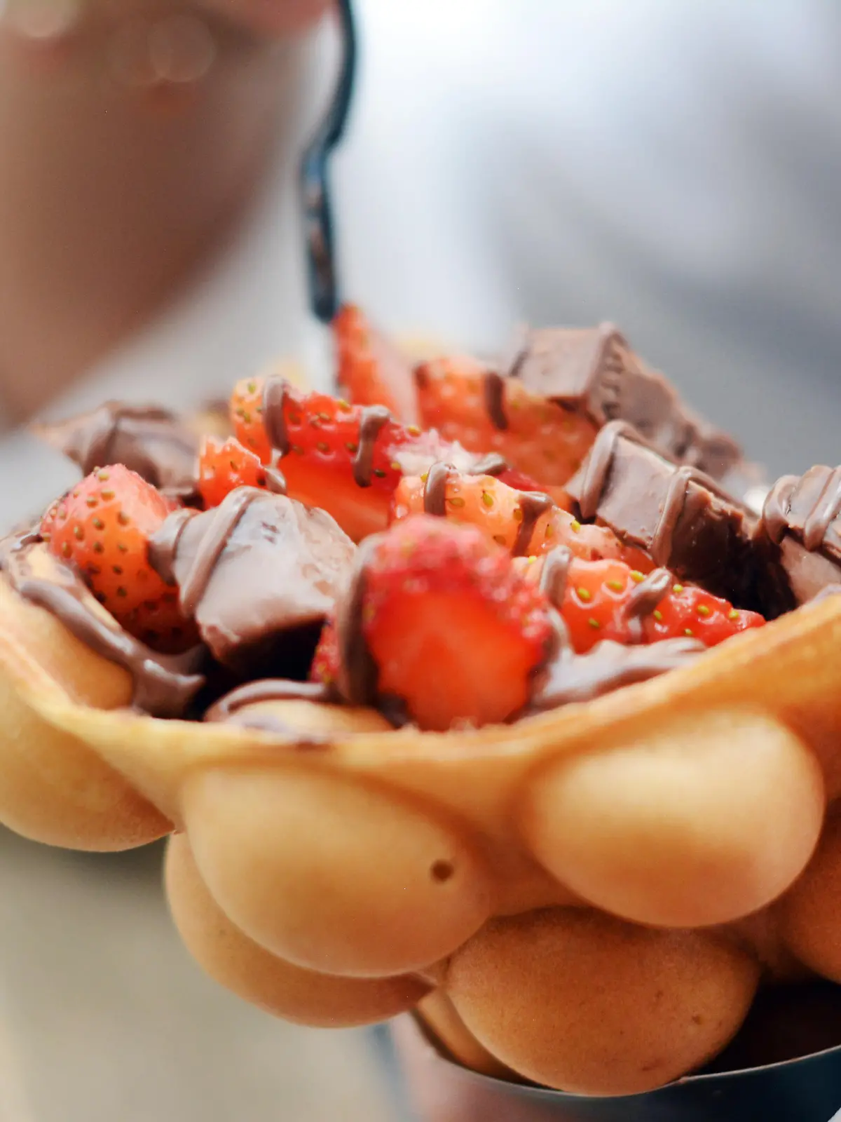 Bubble Waffeln werden gegessen.