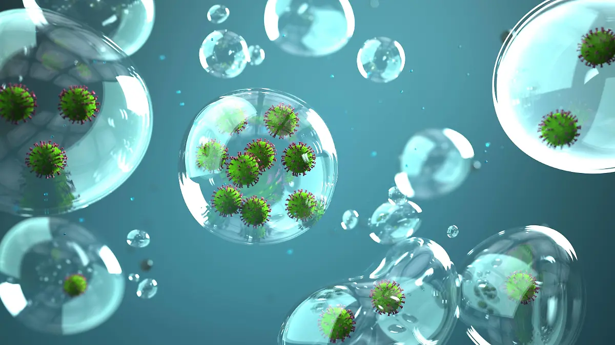 Droplet Infection Corona Virus Corona virus in the droplets. 3d illustration.
