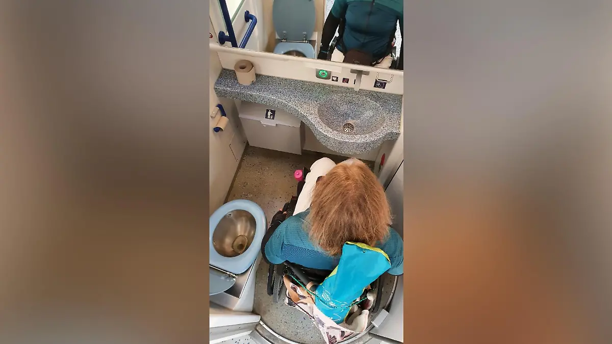 Behindertentoilette in einem Zug der Eisenbahnen und Verkehrsbetriebe Elbe-Weser (EVB)