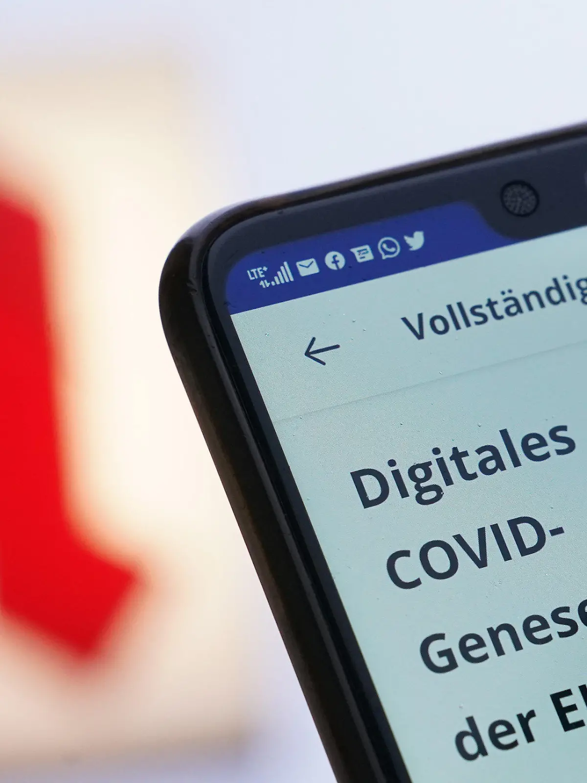 26.01.2022, ---: ILLUSTRATION - Ein Mann hält sein Smartphone mit einem digitalen Covid-Genesenenzertifikat vor einem Apotheken-Logo hoch. Die politische Entscheidung, dass Genesene nur noch knapp drei Monate als geschützt gelten, sorgt vielfach für Unmut und Unverständnis. (zu dpa: "Genesene, die unbekannten Wesen") Foto: Marcus Brandt/dpa +++ dpa-Bildfunk +++
