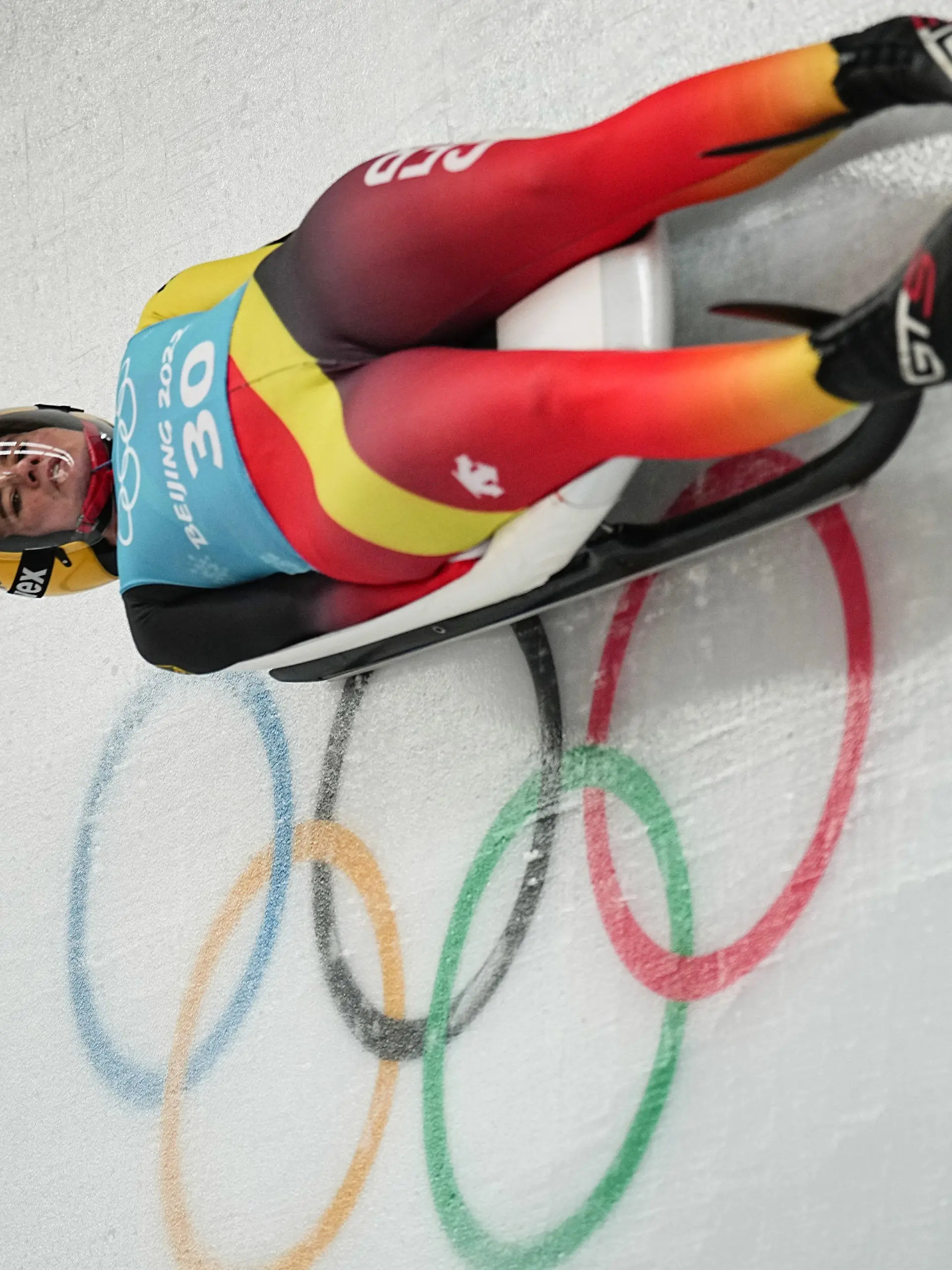 05.02.2022, China, Yanqing: Olympia, Rodeln, Einsitzer, Damen, Training im National Sliding Centre. Natalie Geisenberger aus Deutschland in Aktion. Foto: Michael Kappeler/dpa +++ dpa-Bildfunk +++