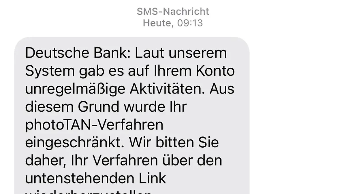 Beispiel einer Phishing-SMS