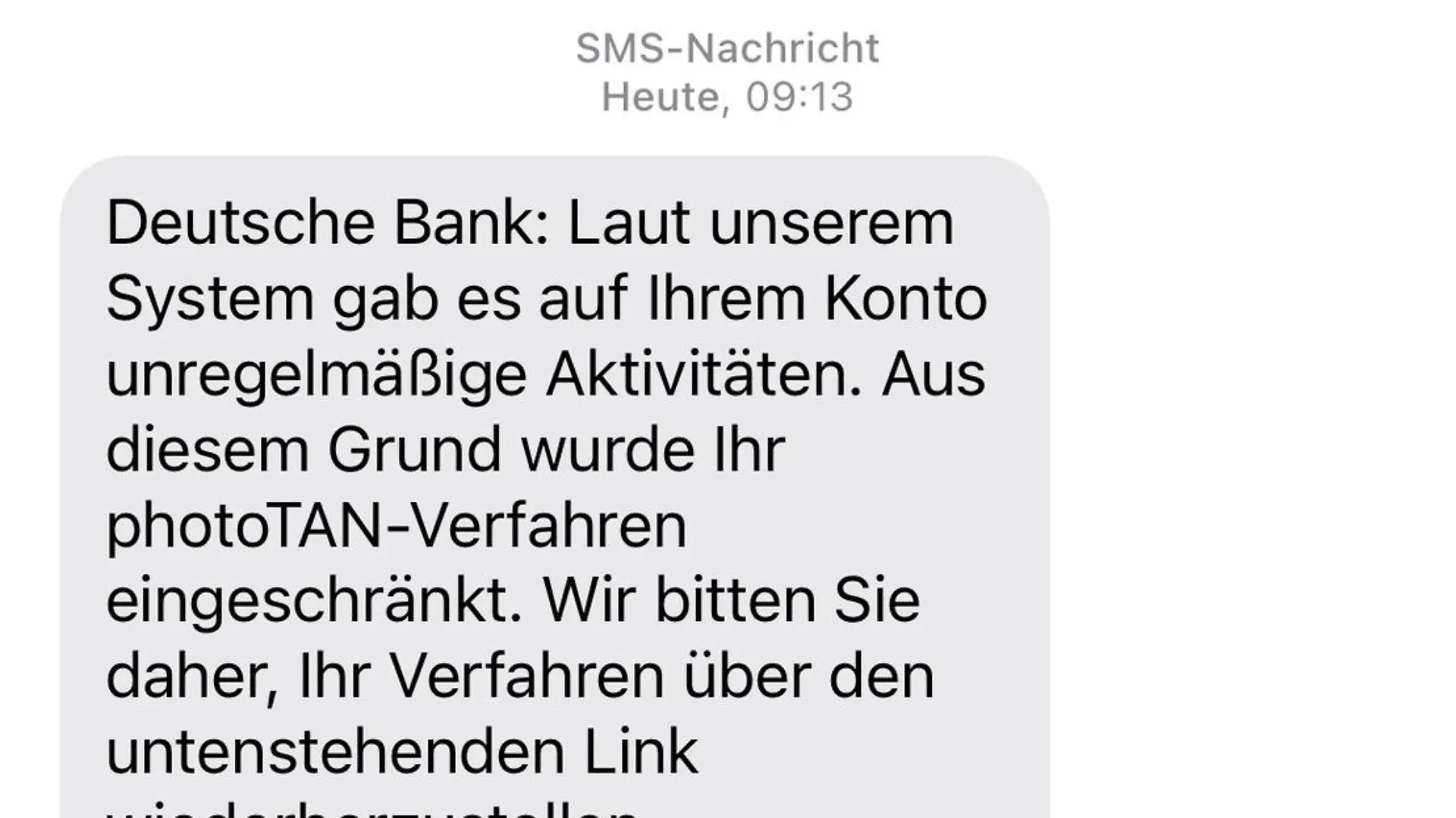 Beispiel einer Phishing-SMS