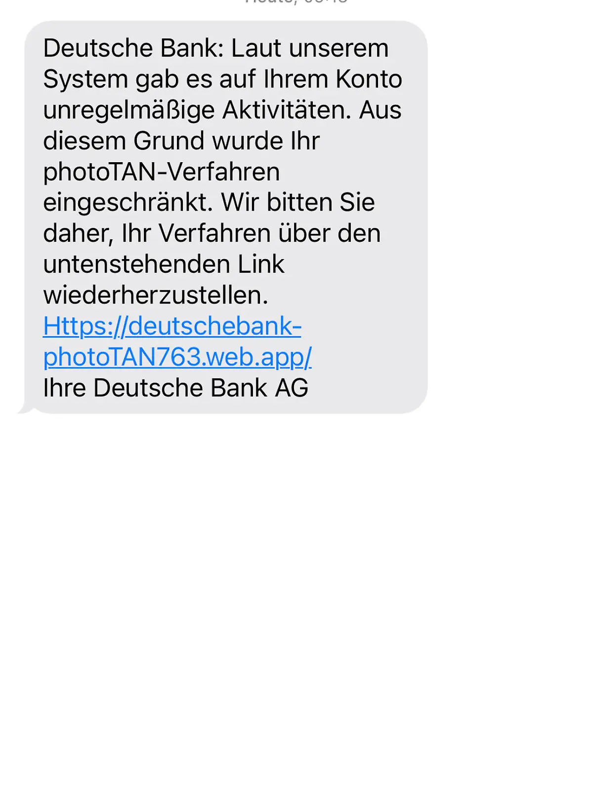 Beispiel einer Phishing-SMS