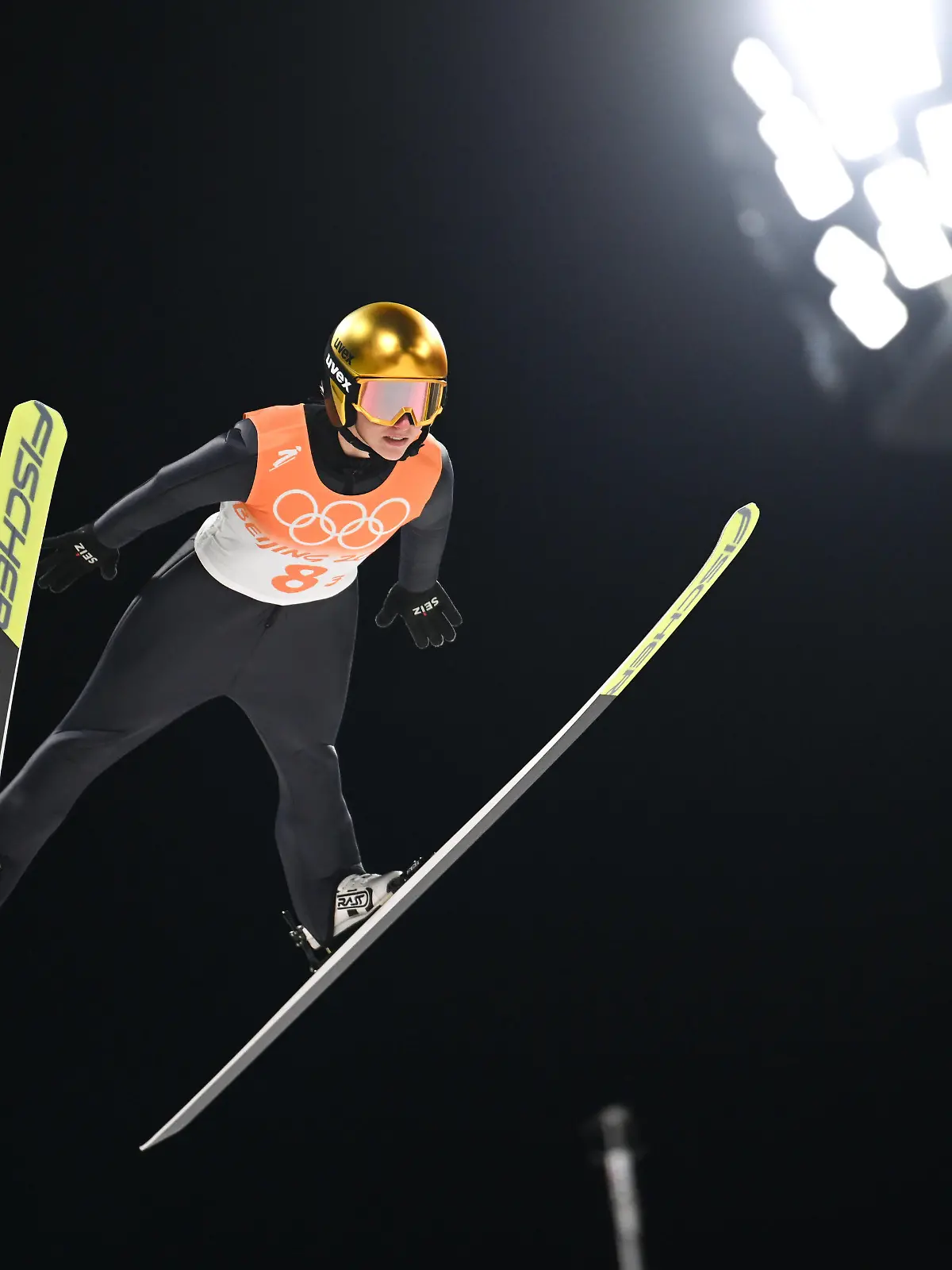  220207 -- ZHANGJIAKOU, Feb. 7, 2022 -- Katharina Althaus of Germany competes during Ski jumping, Skispringen, Ski, nordisch Mixed Team 1st Round at the National Ski Jumping Centre in Zhangjiakou, north China s Hebei Province, Feb. 7, 2022.  BEIJING2022 CHINA-ZHANGJIAKOU-OLYMPIC Winter games, Winterspiele,Spiele, Summer games SKI JUMPING-MIXED TEAMCN MuxYu PUBLICATIONxNOTxINxCHN