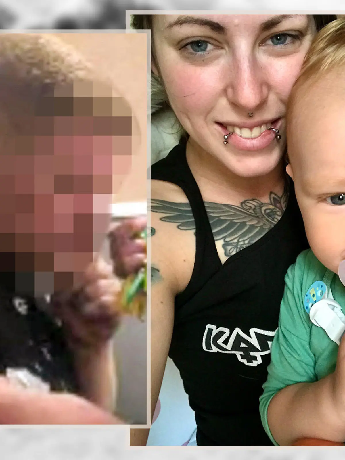 Logan mit seiner Mutter Anika Ball, links sein Vater