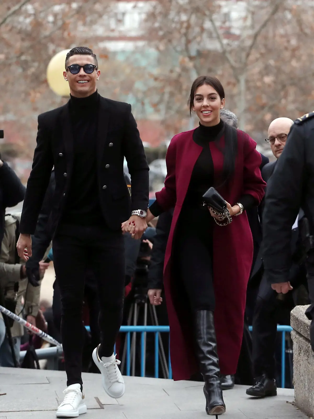 Portugal's soccer player Cristiano Ronaldo arrives with his girlfriend Georgina Rodriguez to appear in court on a trial for tax fraud in Madrid, Spain, January 22, 2019. REUTERS/Susana Vera