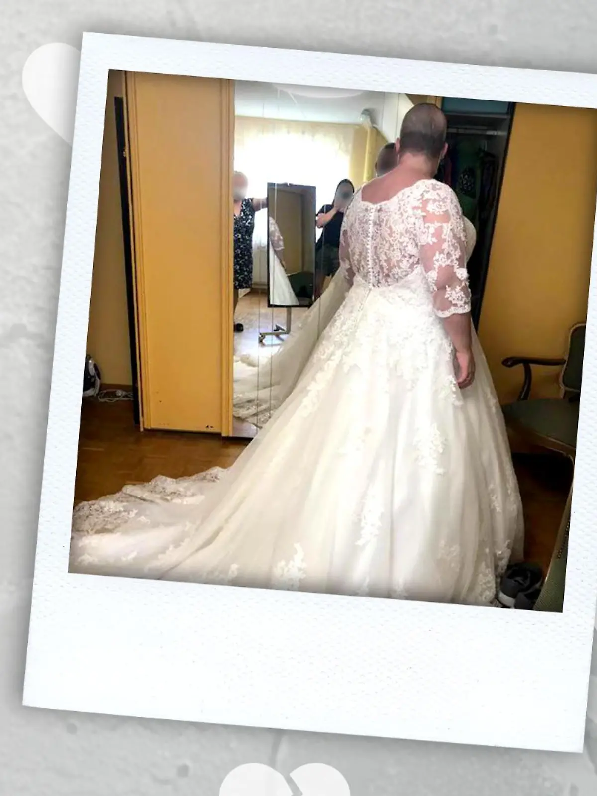 Hier probiert Sarah E. ihr Brautkleid an. Doch zur kirchlichen Trauung soll es nicht mehr kommen.