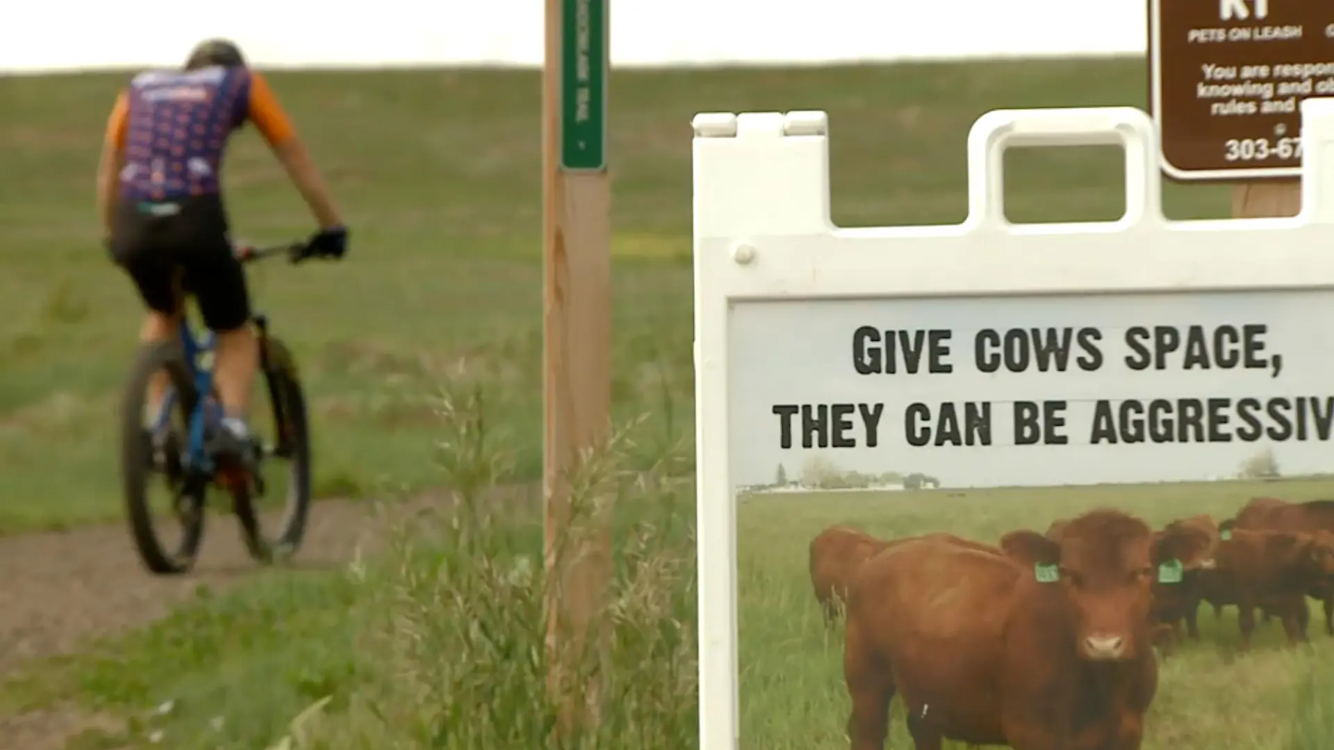 Ein Radfahrer fährt durch den Park in Boulder County, Colorado.