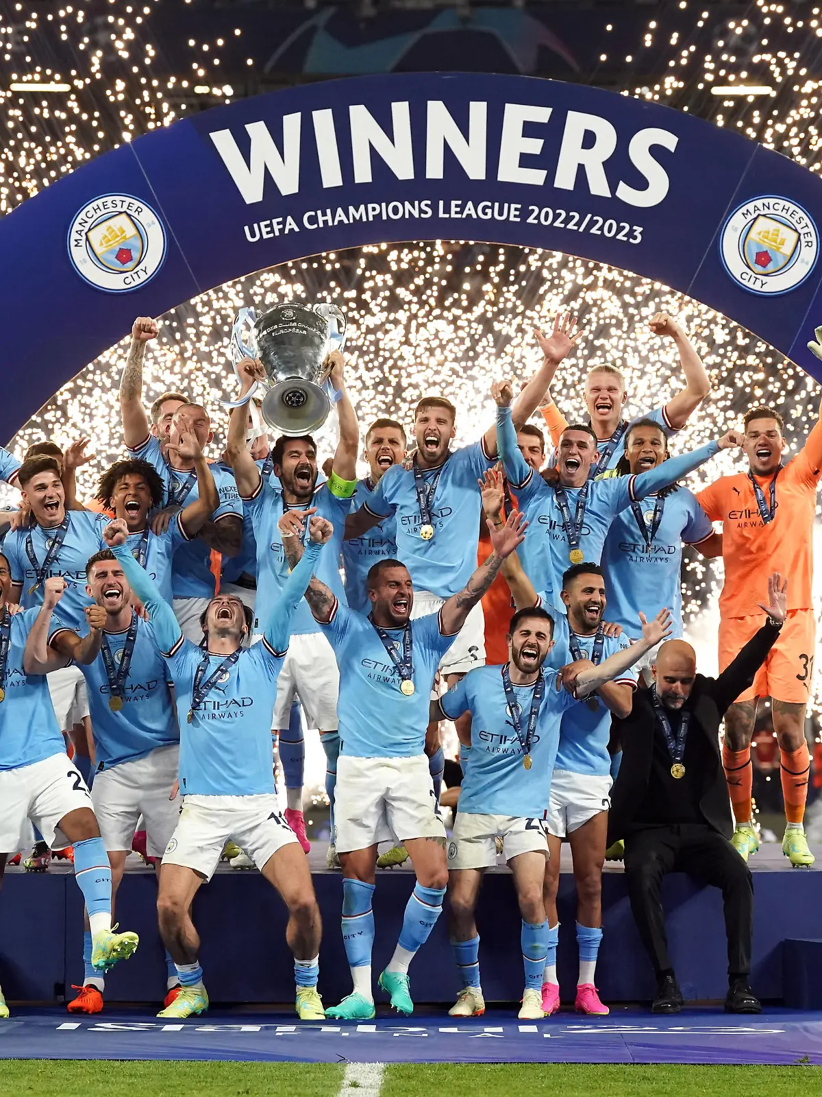 Manchester City v Inter Milan - UEFA Champions League - Final - Ataturk Olympic Stadium Manchester City s Ilkay Gundogan lifts the UEFA Champions League Trophy following victory over Inter Milan in the UEFA Champions League Final at the Ataturk Olympic Stadium, Istanbul. Picture date: Saturday June 10, 2023. Use subject to restrictions. Editorial use only, no commercial use without prior consent from rights holder. PUBLICATIONxNOTxINxUKxIRL Copyright: xNickxPottsx 72559013