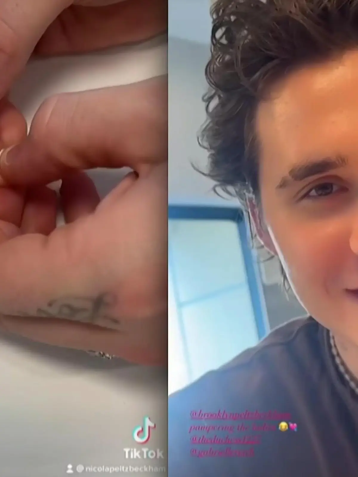 Bild zu: "Brooklyn Beckham manikürt seiner Nicola die Finger"