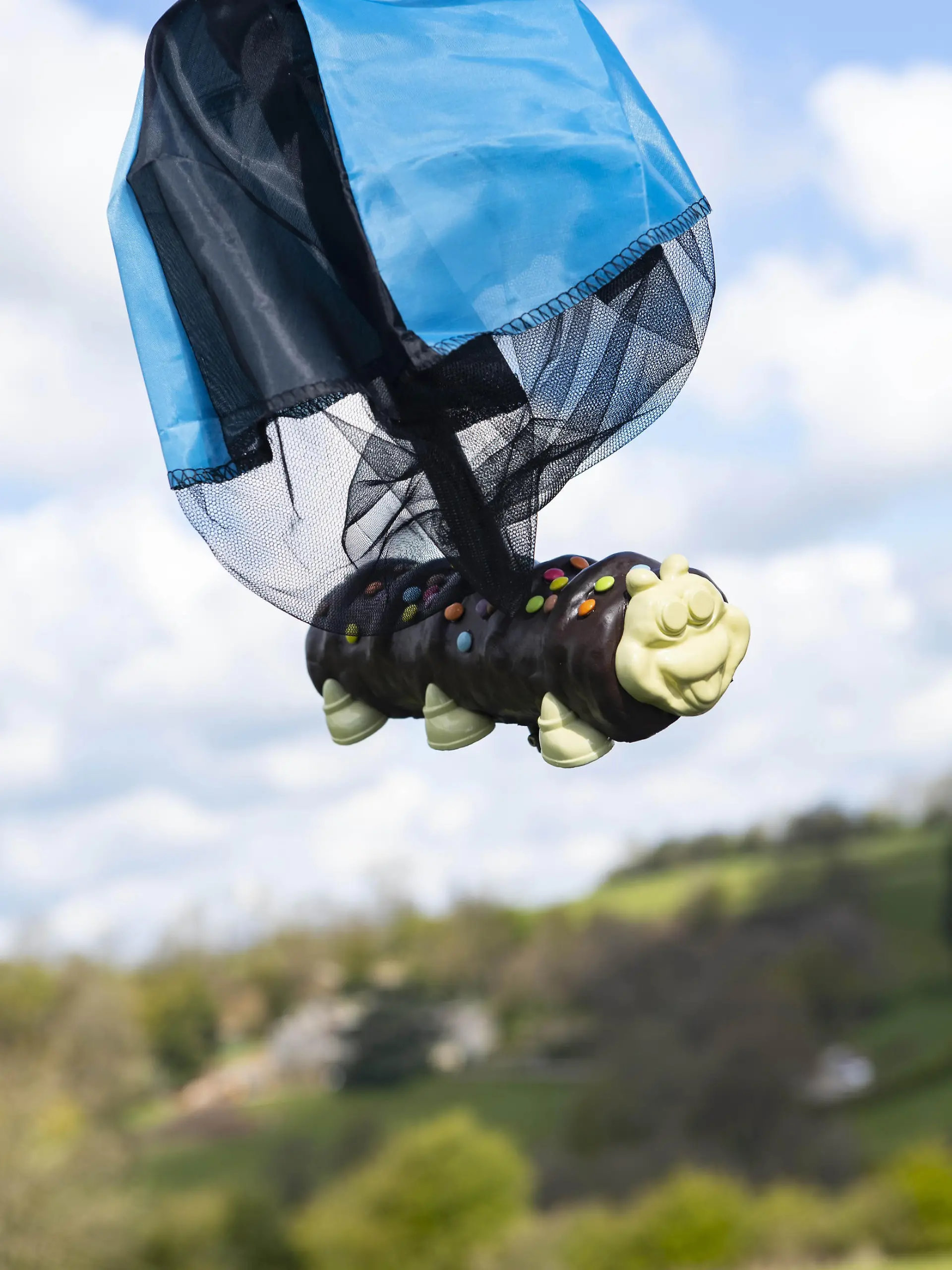 Cuthbert the Caterpillar driving. EDITORIAL USE ONLY Undated handout photo issued by Aldi of aerial views of a Cuthbert the Caterpillar cake as it reaches 40,000ft to raise money for Aldi???s charity partner, the Teenage Cancer Trust and to celebrate the cake's return to stores on Monday May 17. Issue date: Wednesday May 12, 2021. Photo credit should read: Sent Into Space/Aldi/PA Wire NOTE TO EDITORS: This handout photo may only be used in for editorial reporting purposes for the contemporaneous illustration of events, things or the people in the image or facts mentioned in the caption. Reuse of the picture may require further permission from the copyright holder. URN:59719359